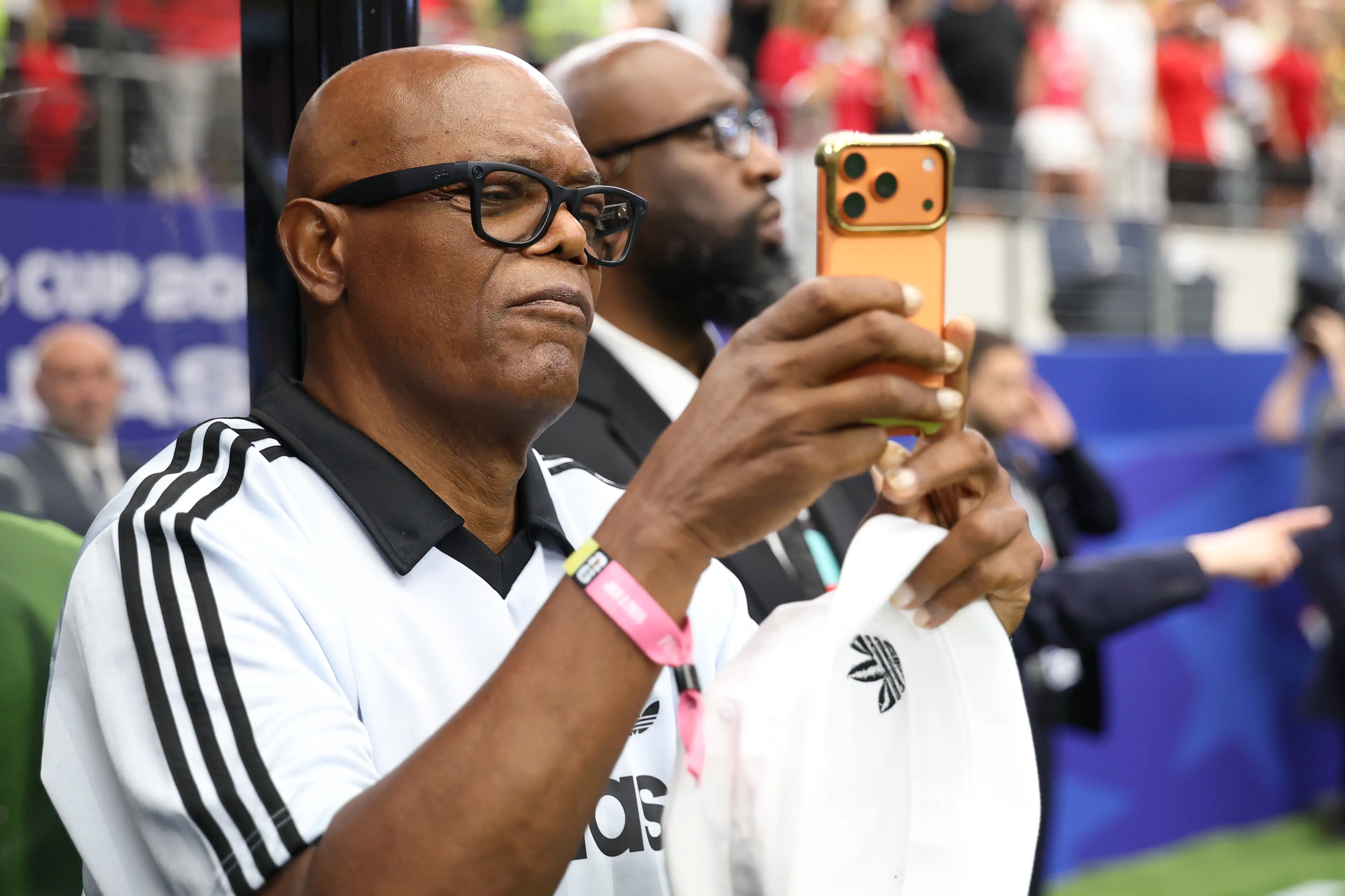 Samuel L. Jackson attends the FIFA World Cup 2026 Round of 32 match between Australia and Egypt at Dallas Stadium on July 03, 2026 in Arlington, Texas.