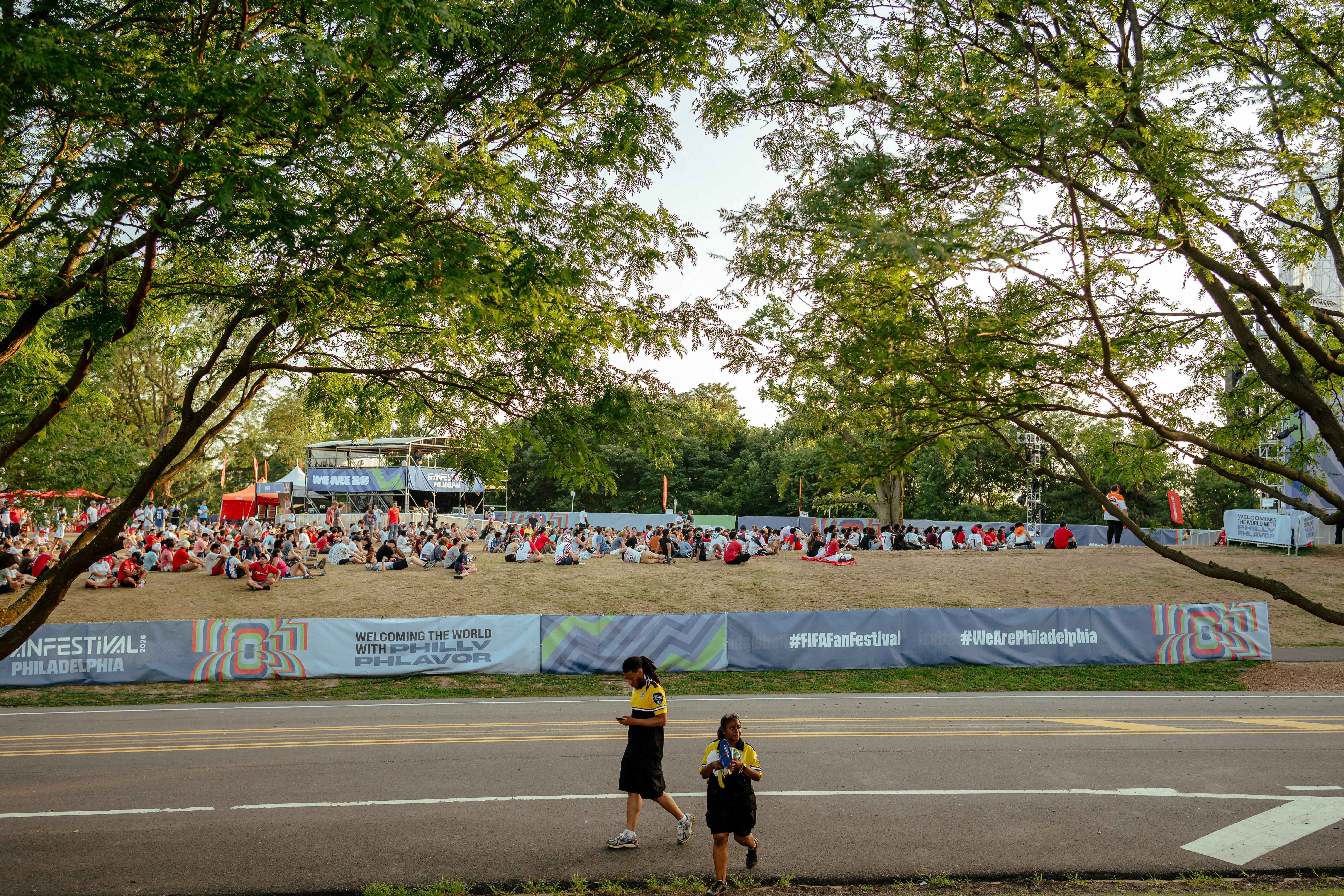 Soccer fans in Philadelphia watch a game at FIFA Fanfest.