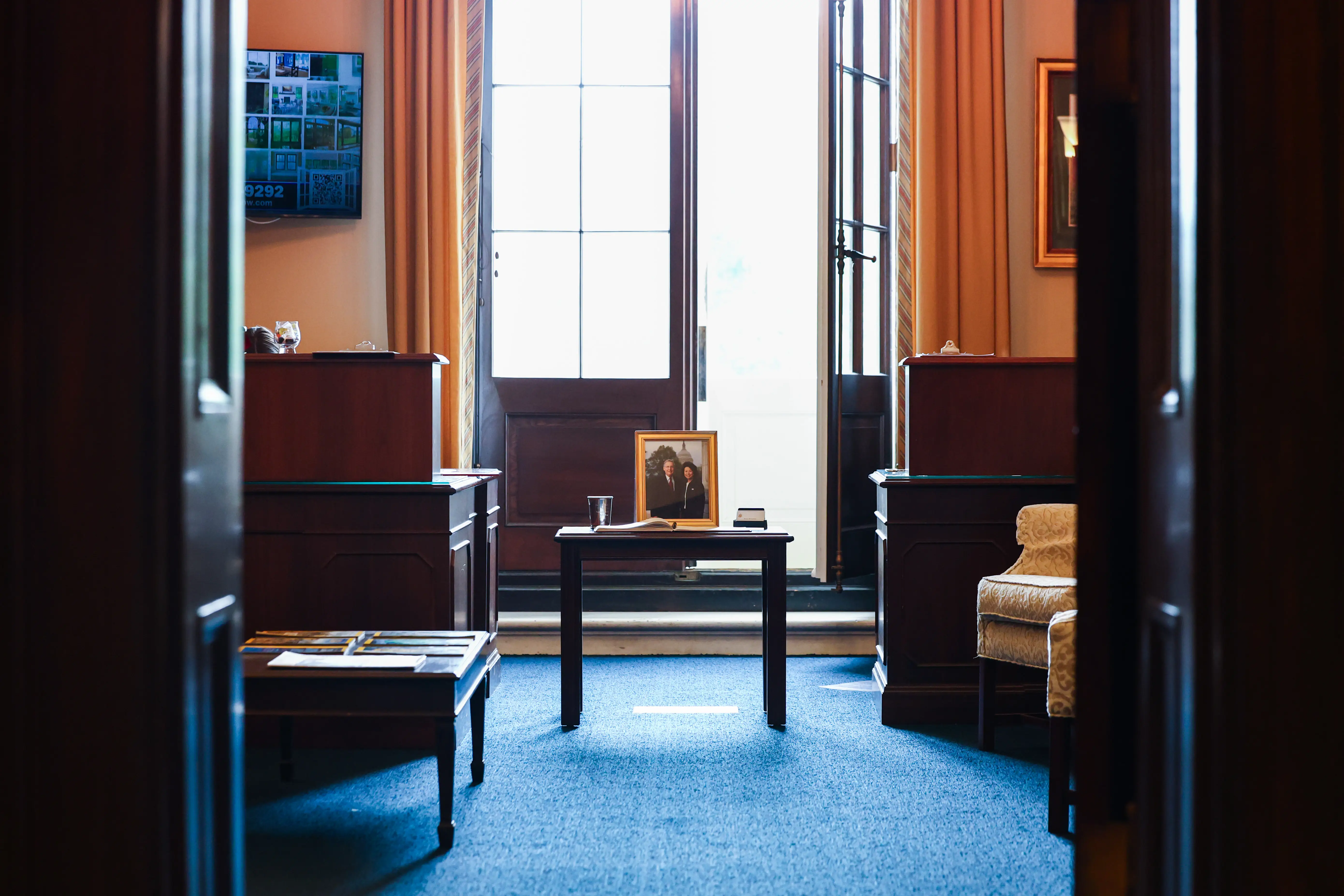 Mitch McConnell's empty Senate office.