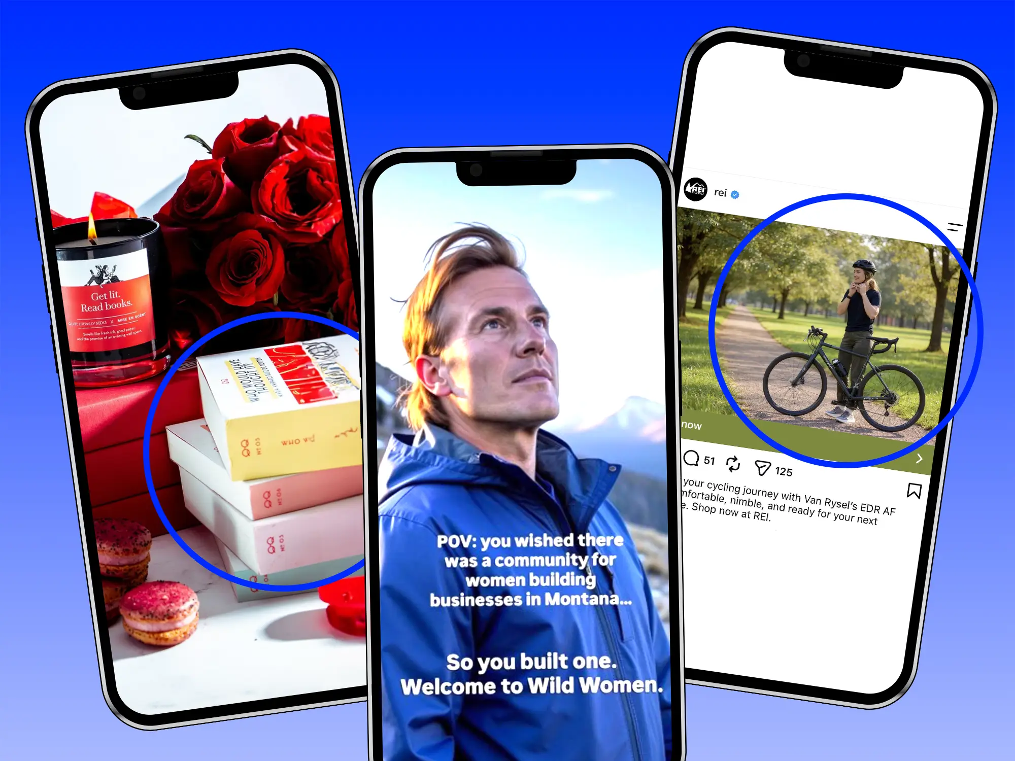Three smartphone show AI Ads with mistakes.