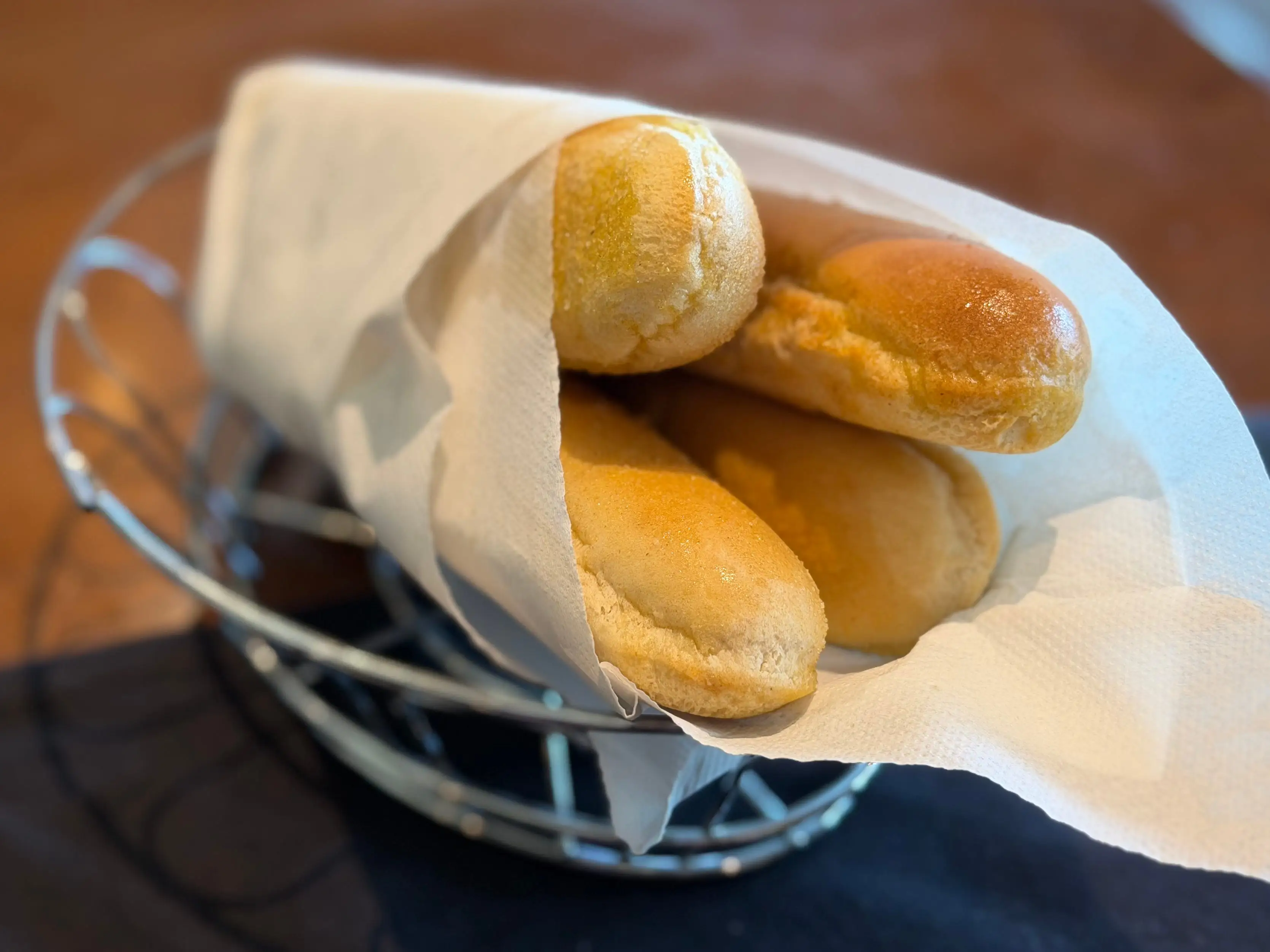 A basket of breadsticks from Olive Garden.
