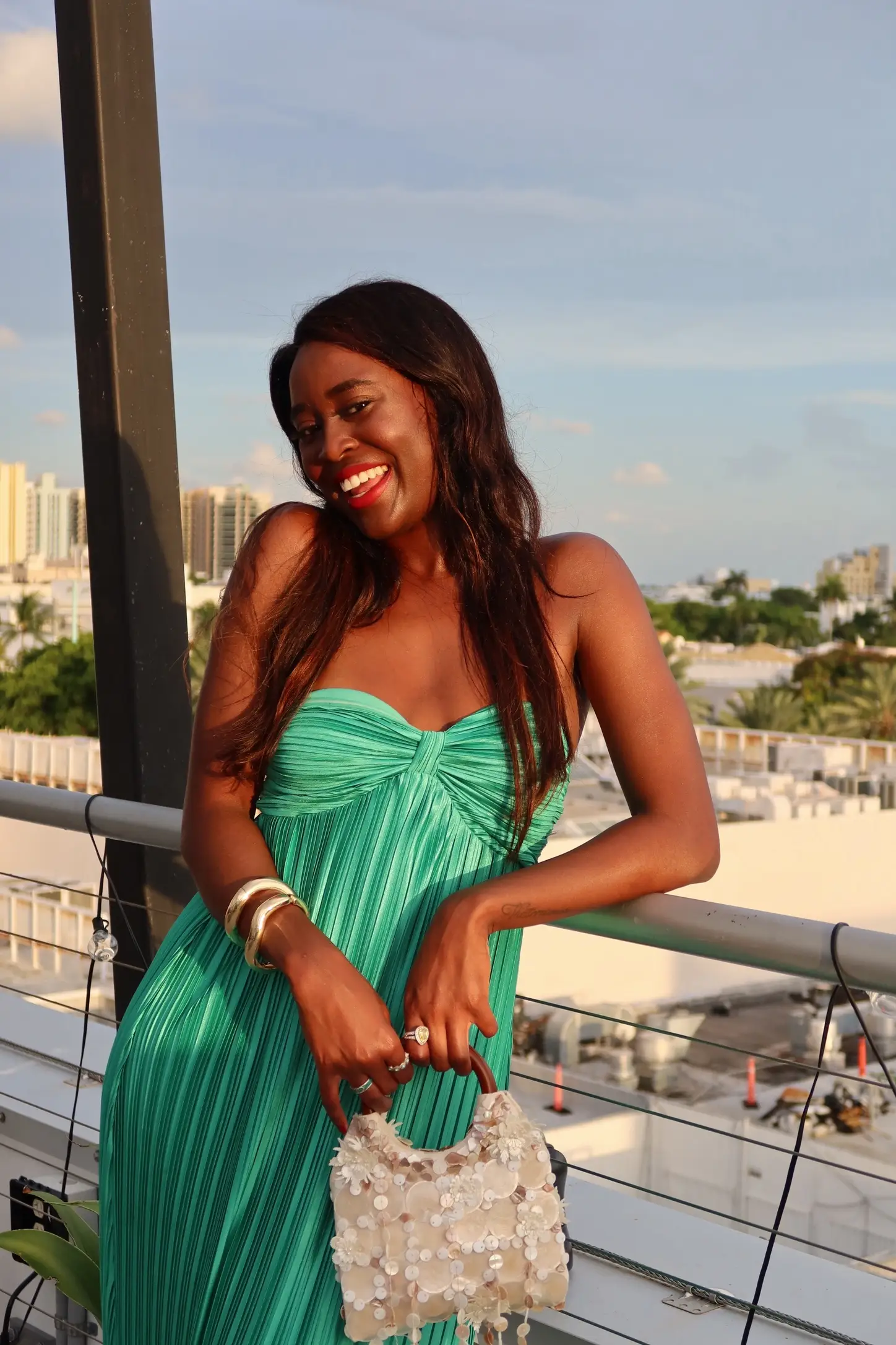 Cierra Desmaratti in green dress