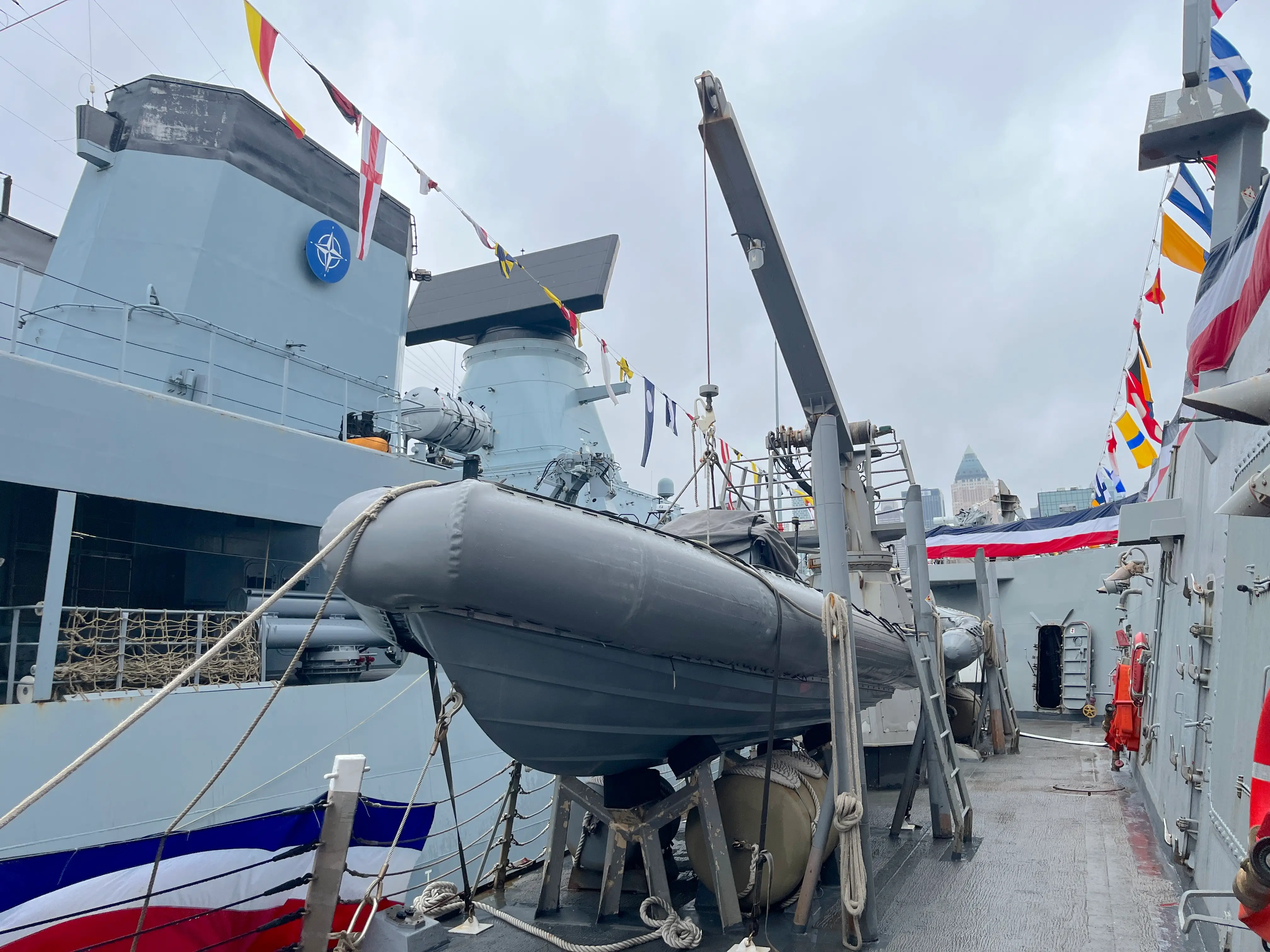 A boat on board the USS Farragut.