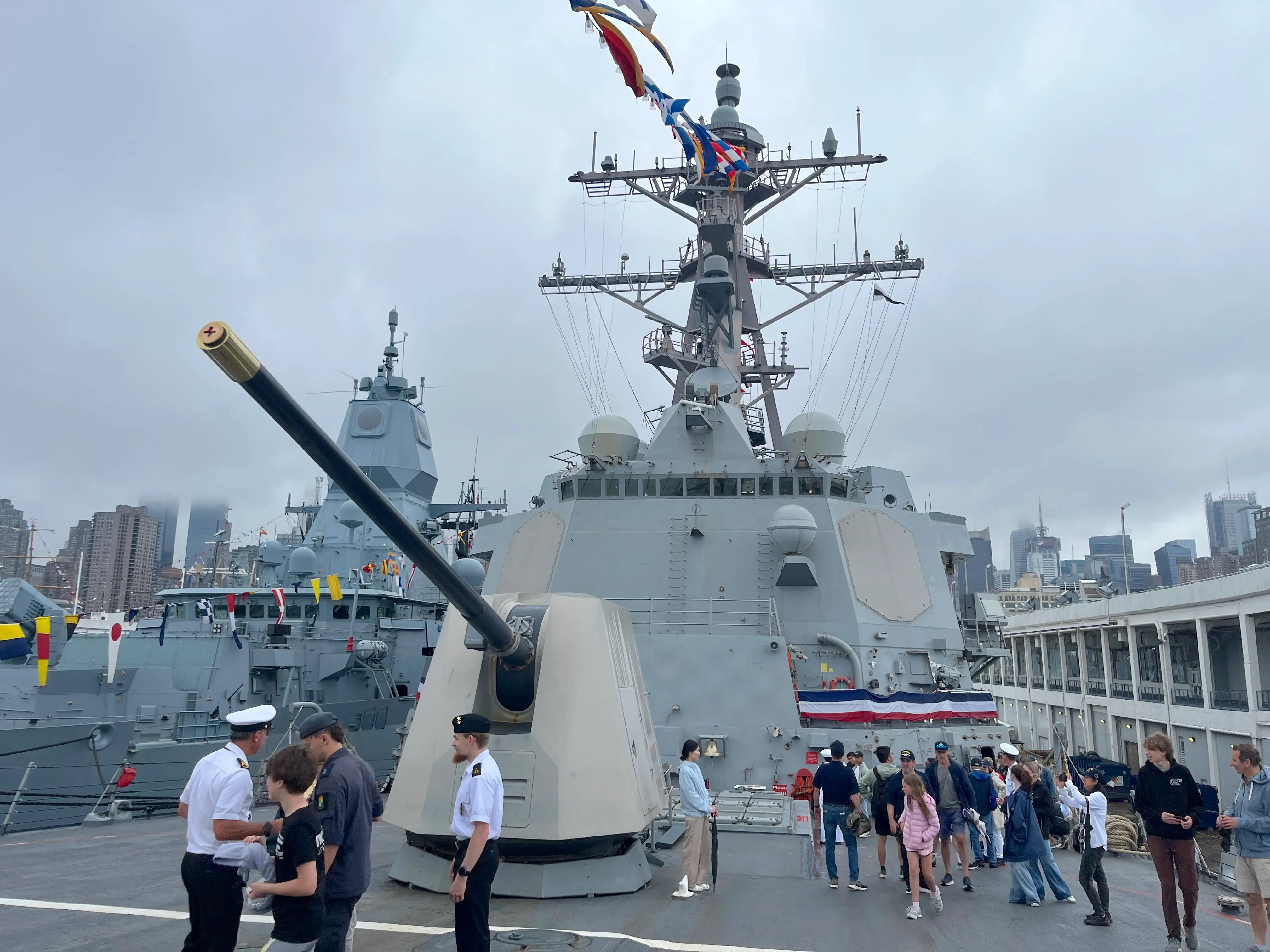 A 5-inch gun on board the USS Farragut.