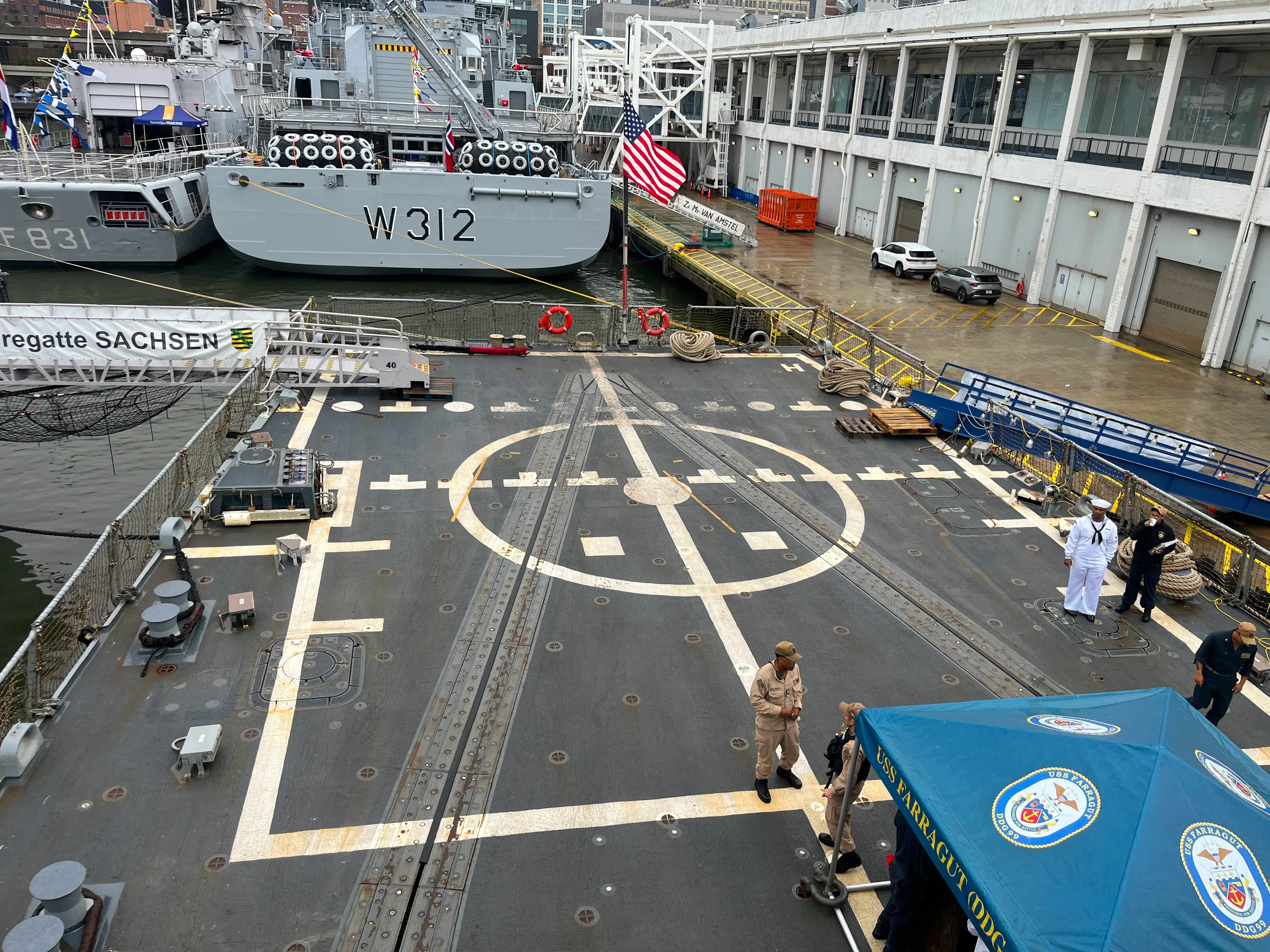 The flight deck viewed from an upper deck.