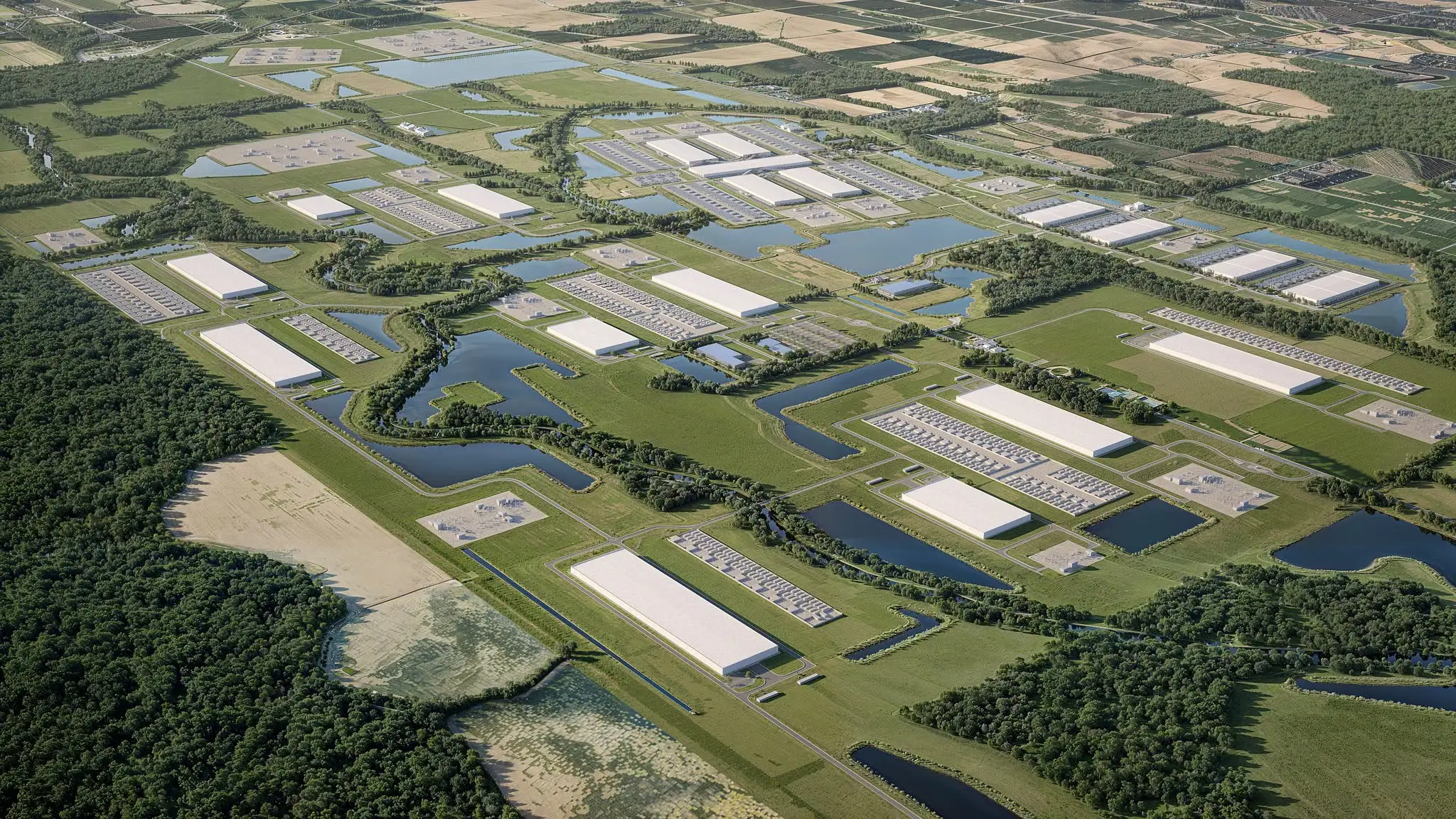 A rendering of a Meta data center.
