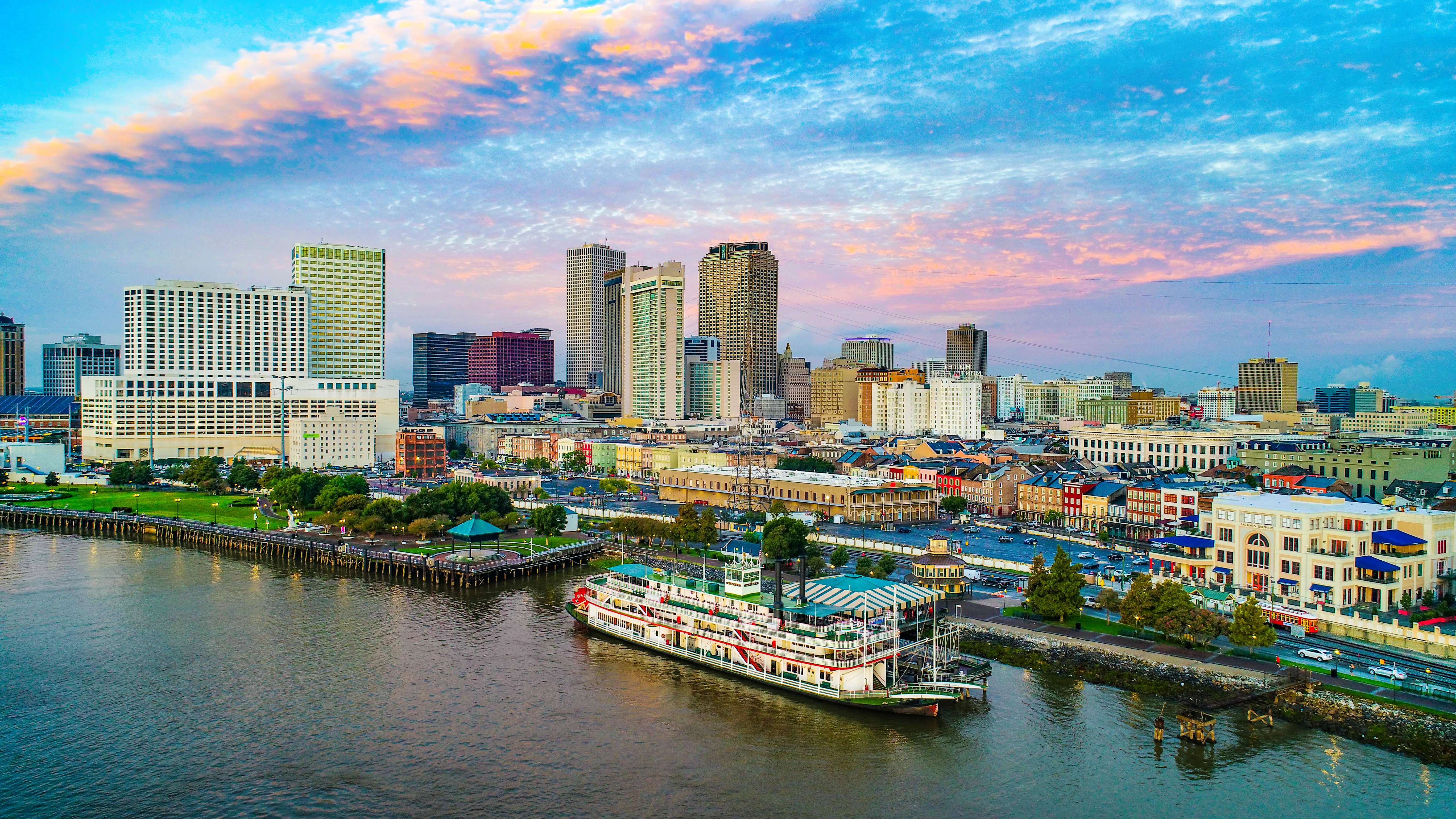 New Orleans, Louisiana, downtown skyline aerial.