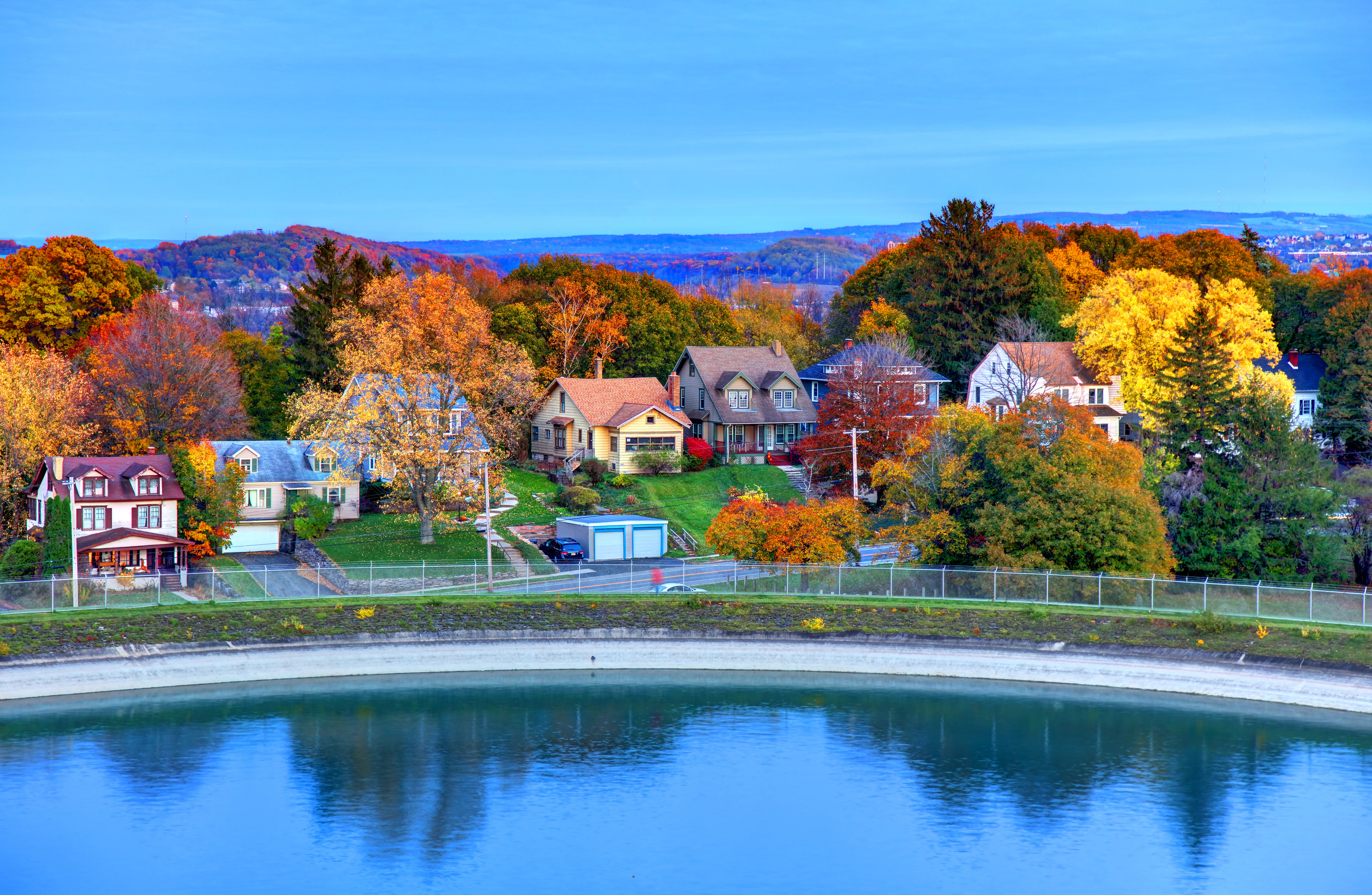 Lakefront houses in Syracuse, New York.