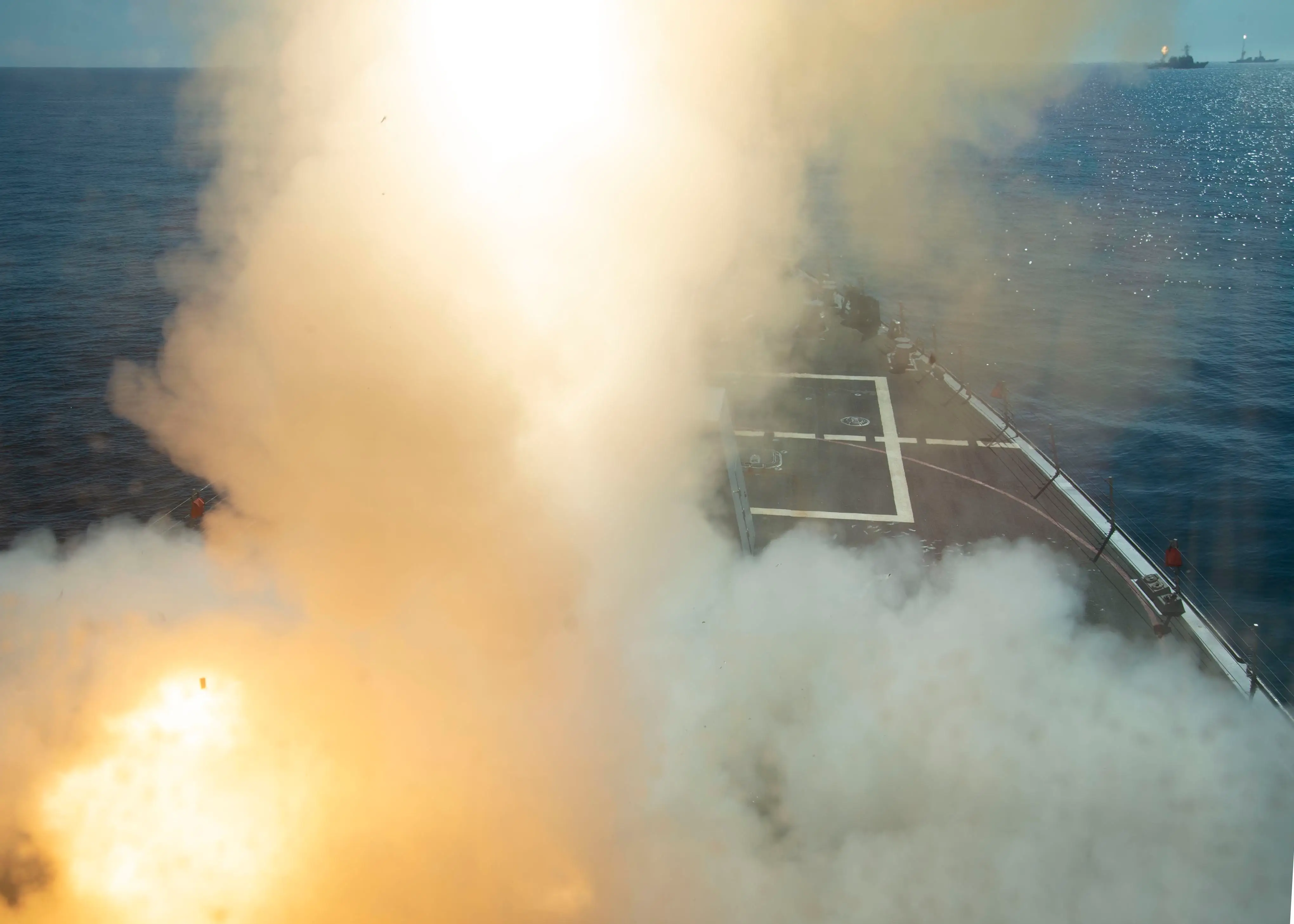 USS Farragut fires a live missile.