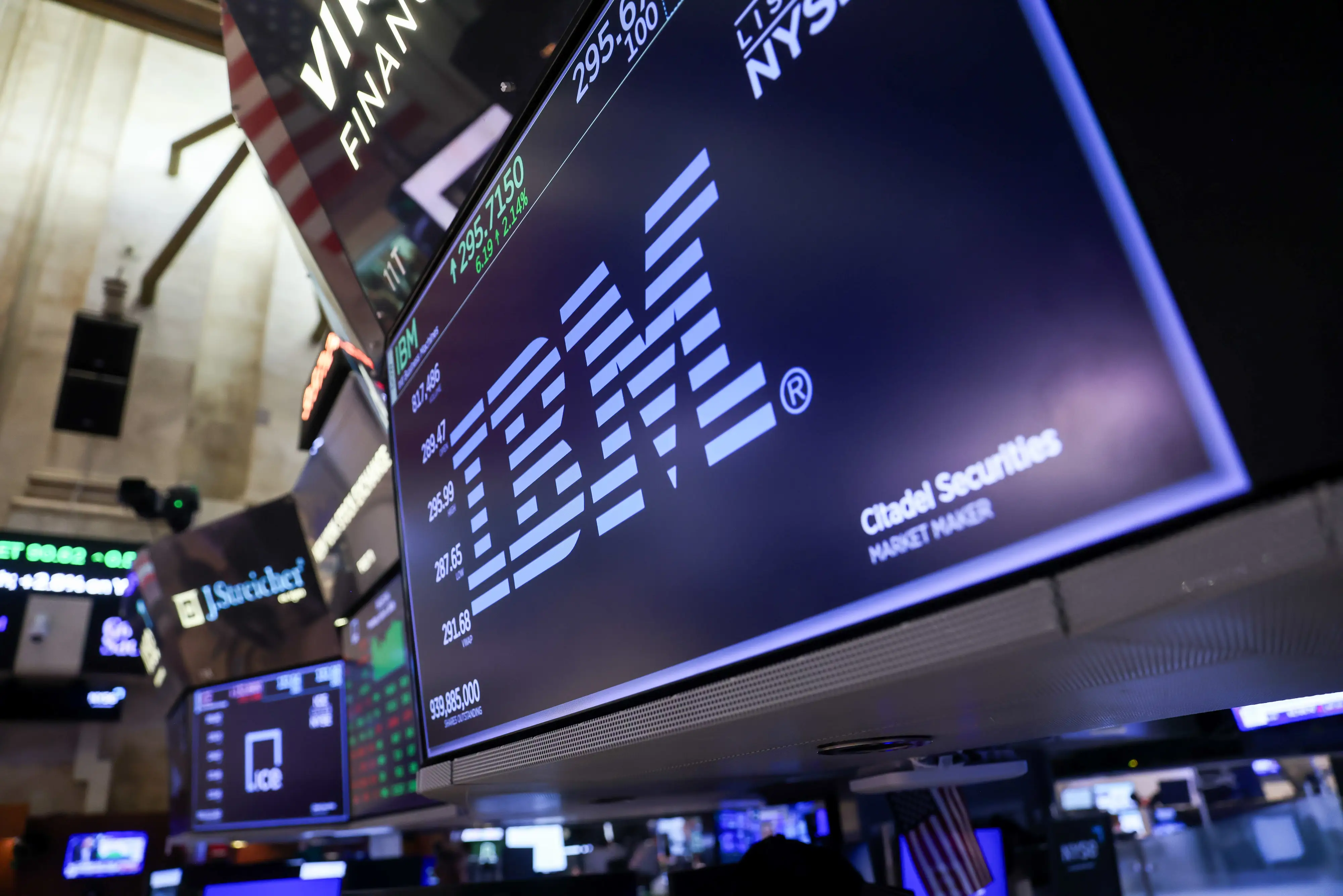 An IBM logo on a screen.