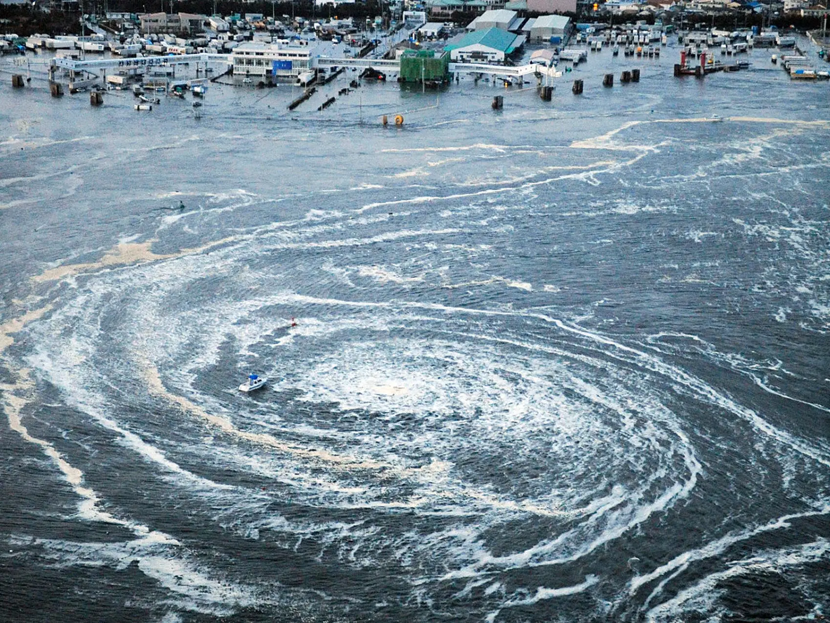 A whirlpool is seen near Oarai City, Ibaraki Prefecture, northeastern Japan