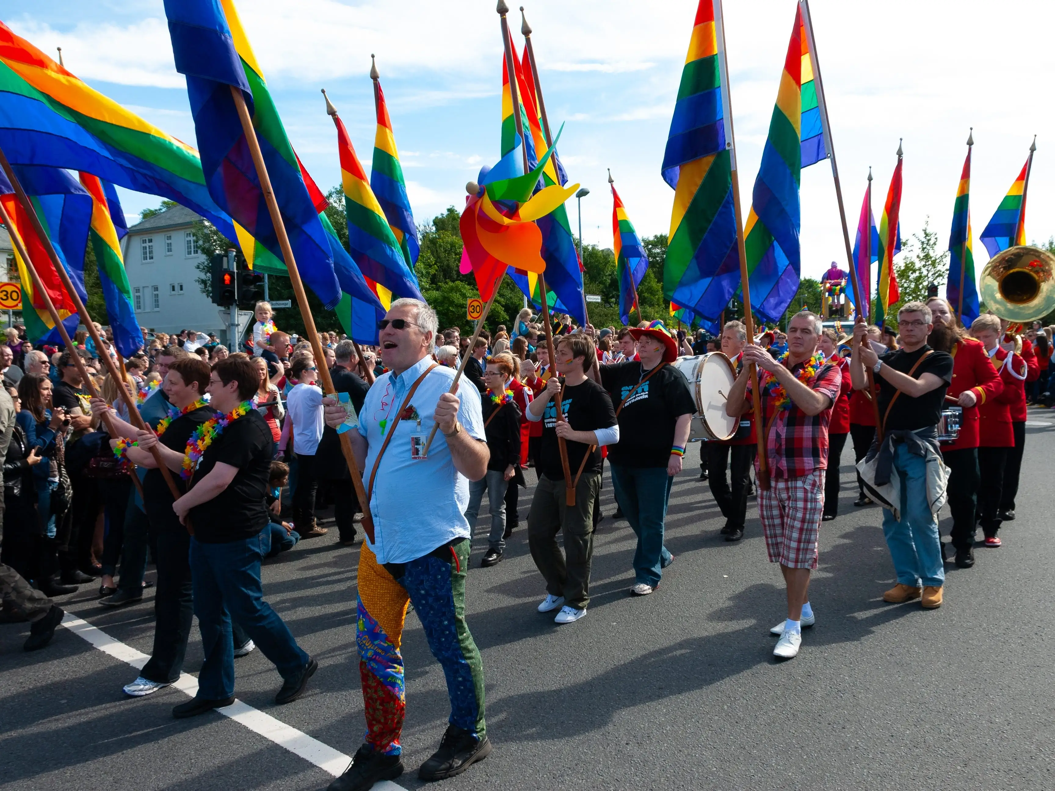Pride parade in Reykjavik, Iceland.