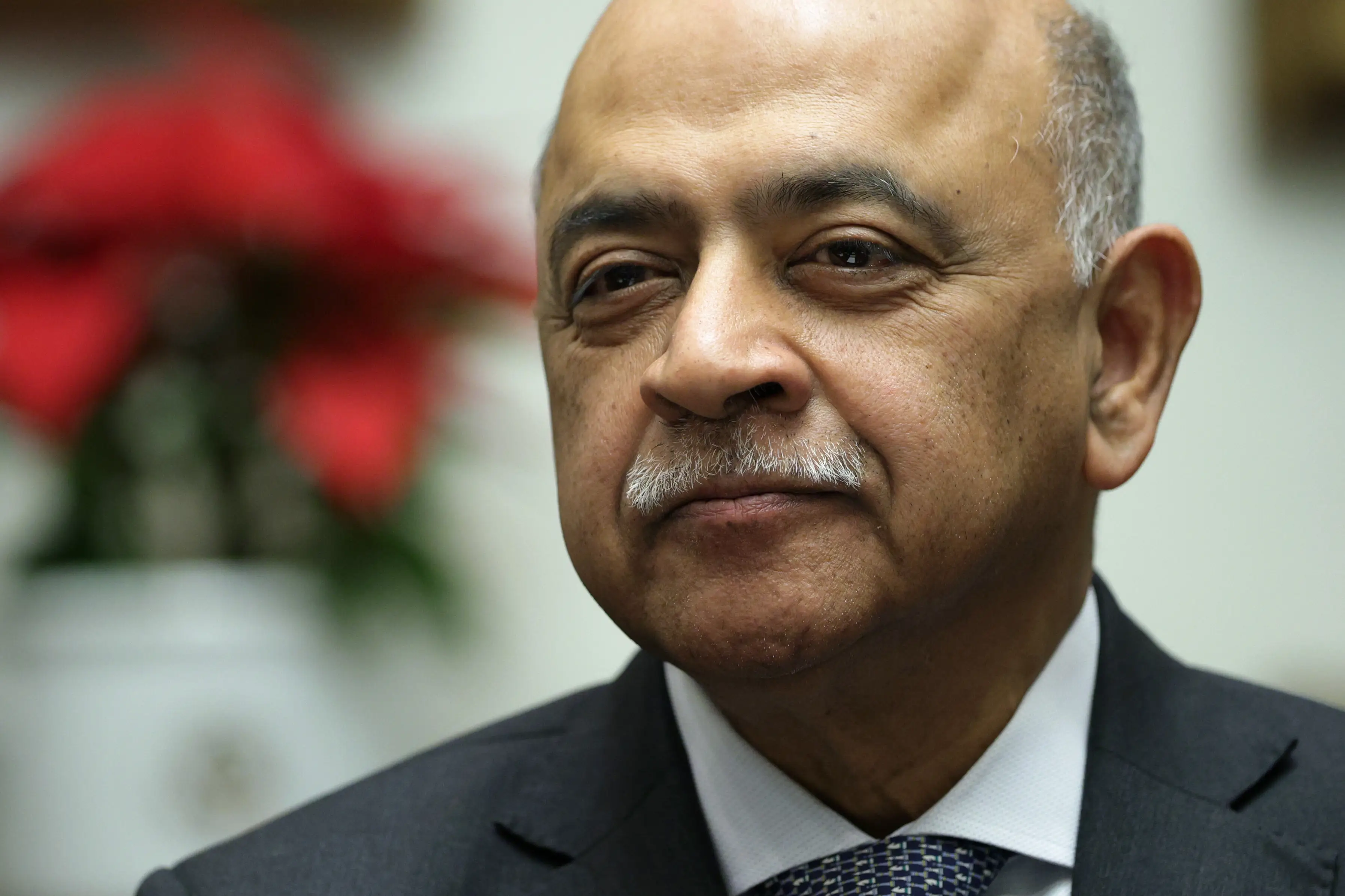 The face and neck of CEO of IBM, Arvind Krishna