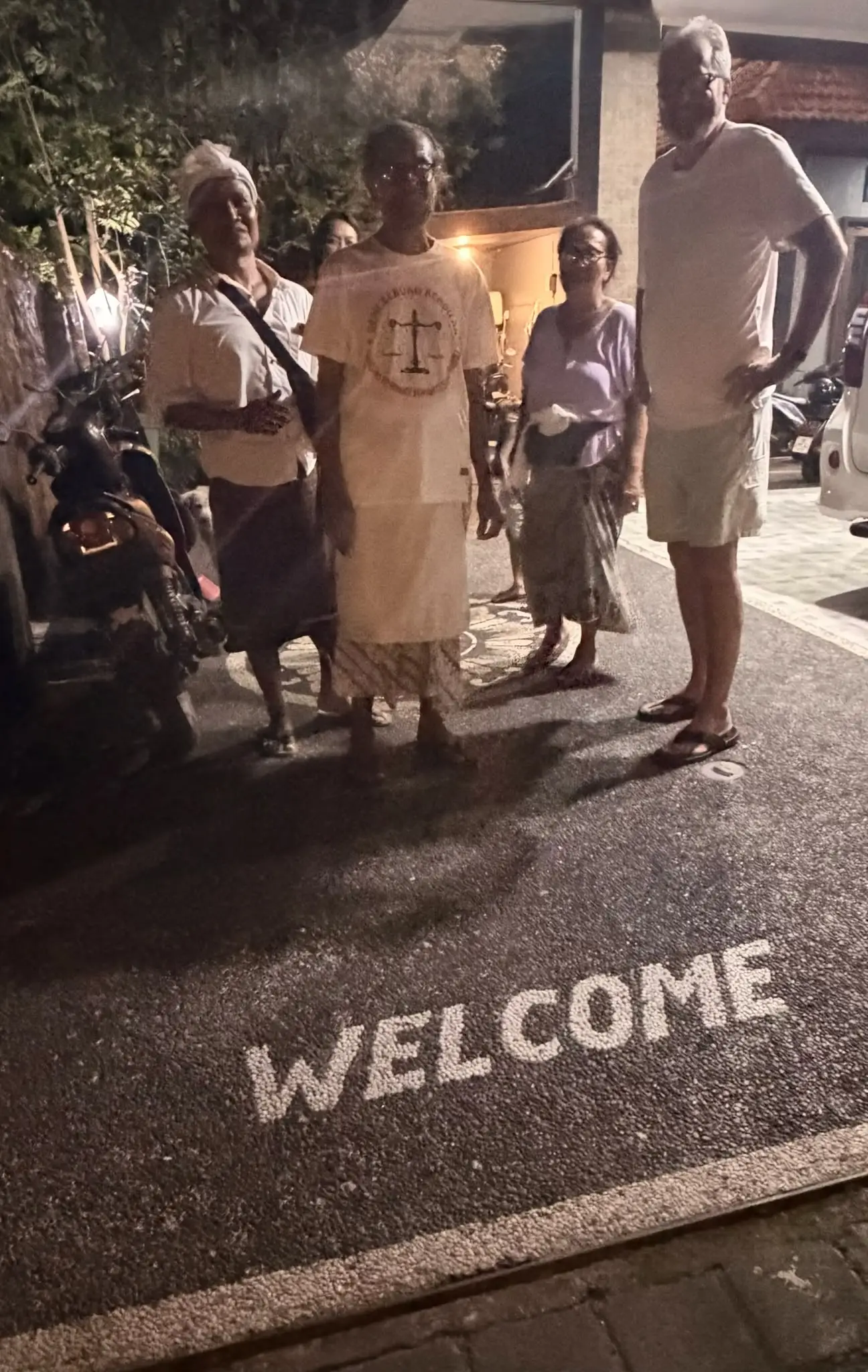 Standing outside a house in Bali at night.