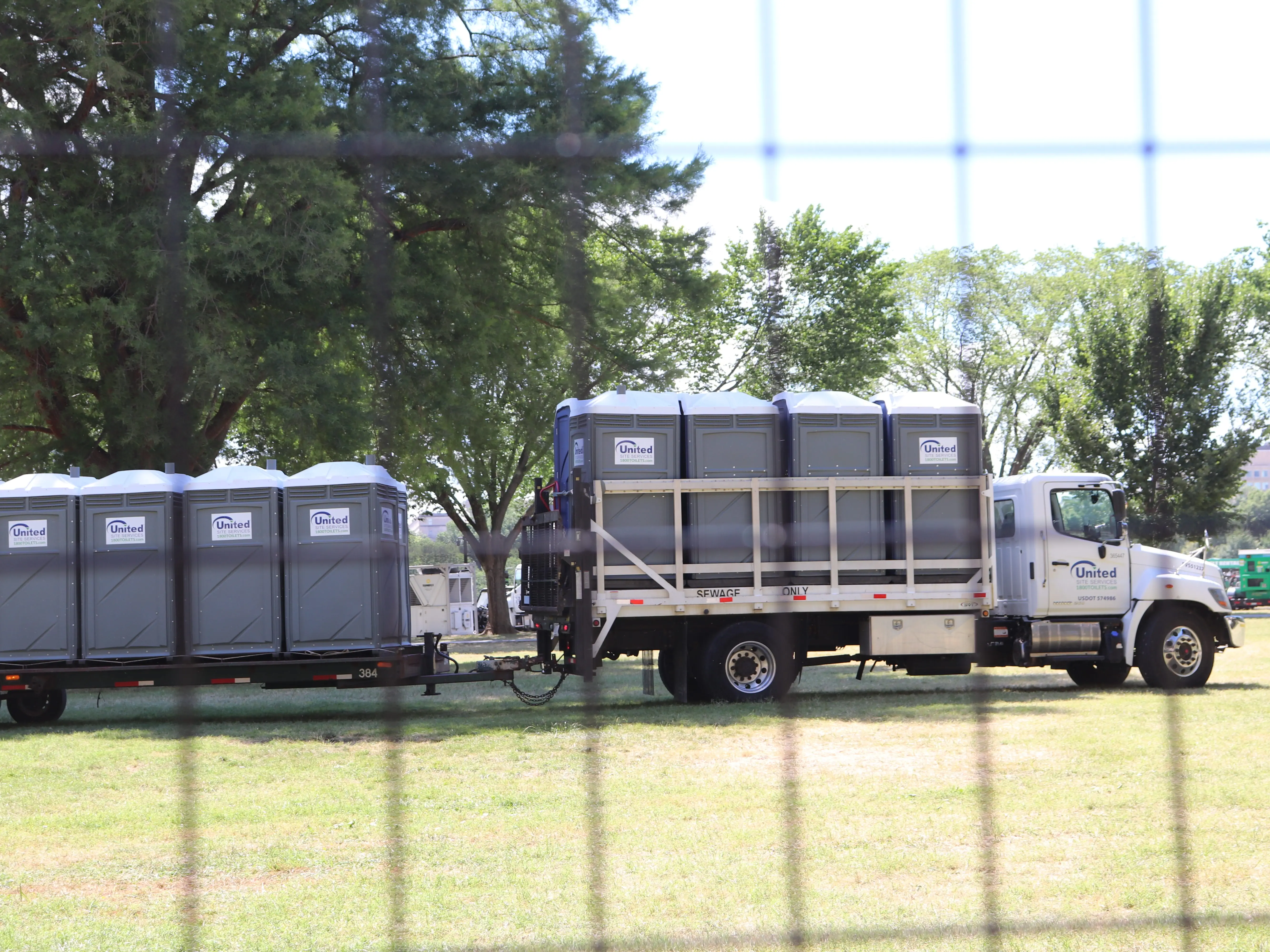 Porta potties after Trump's Freedom 250 event in Washington, DC, on June 19, 2026