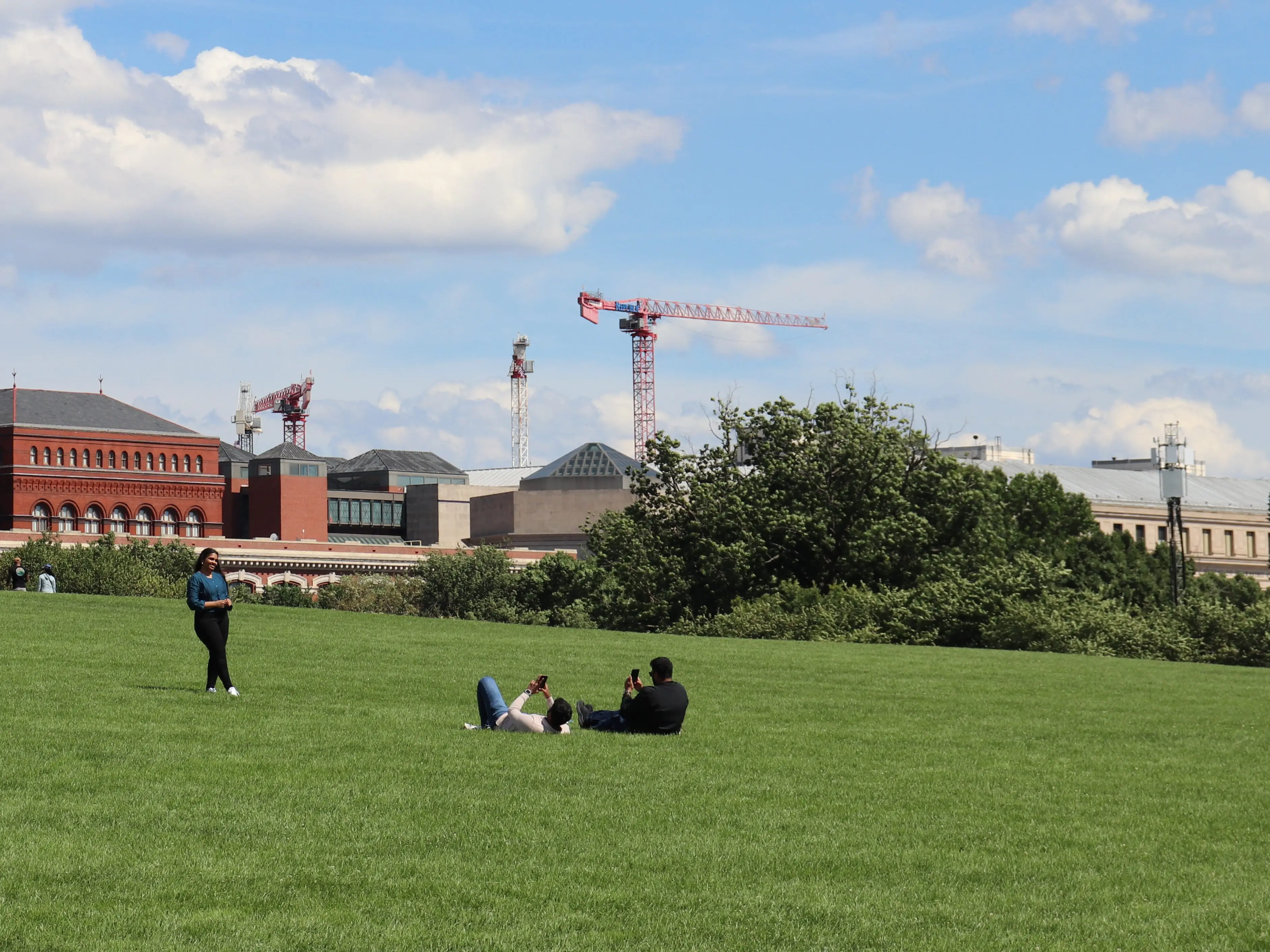 Cranes seen in the distance on Washington, DC, on June 19, 2026