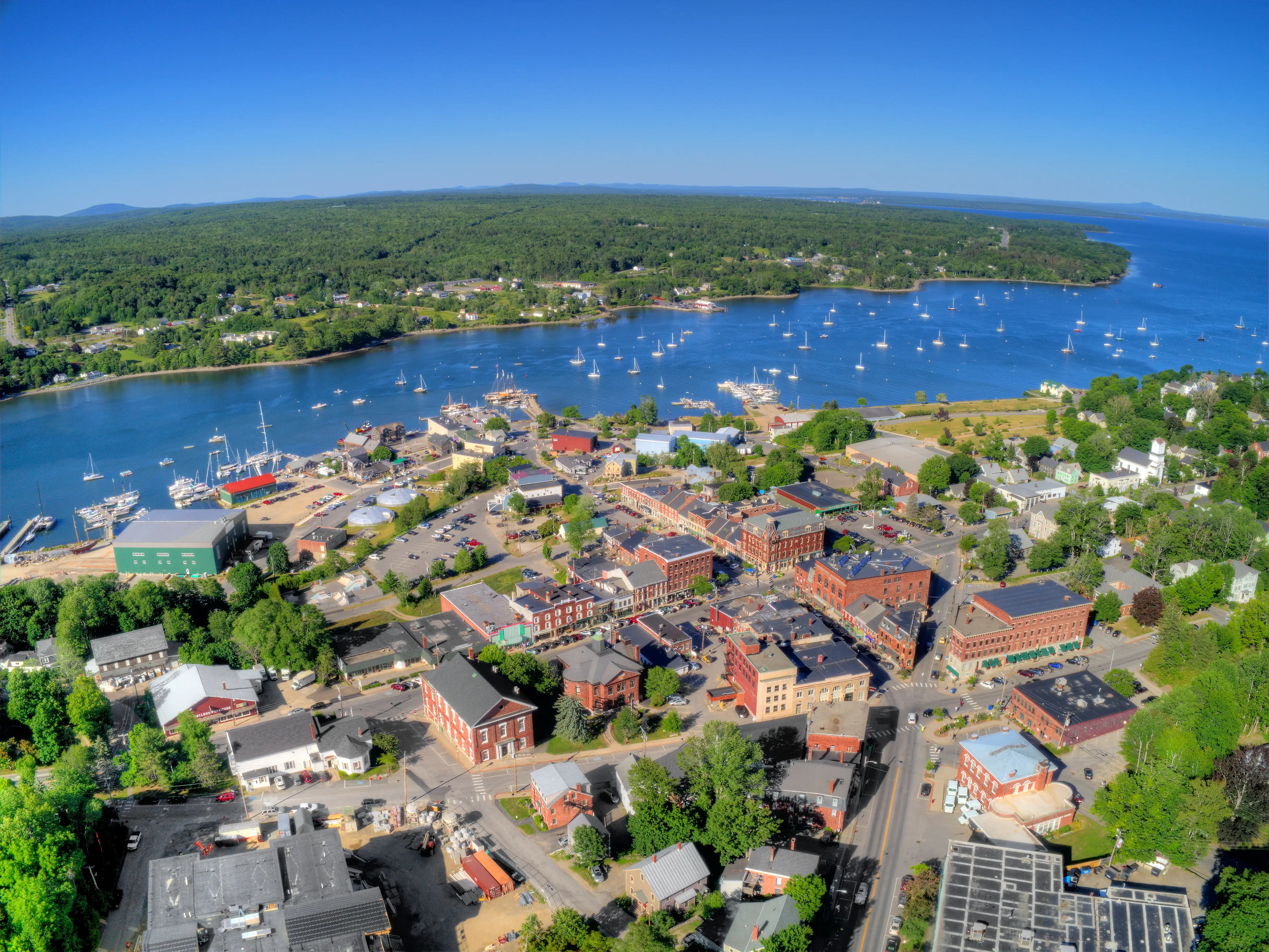 Belfast is a Small Town in Rural Maine during the Summer stock photo