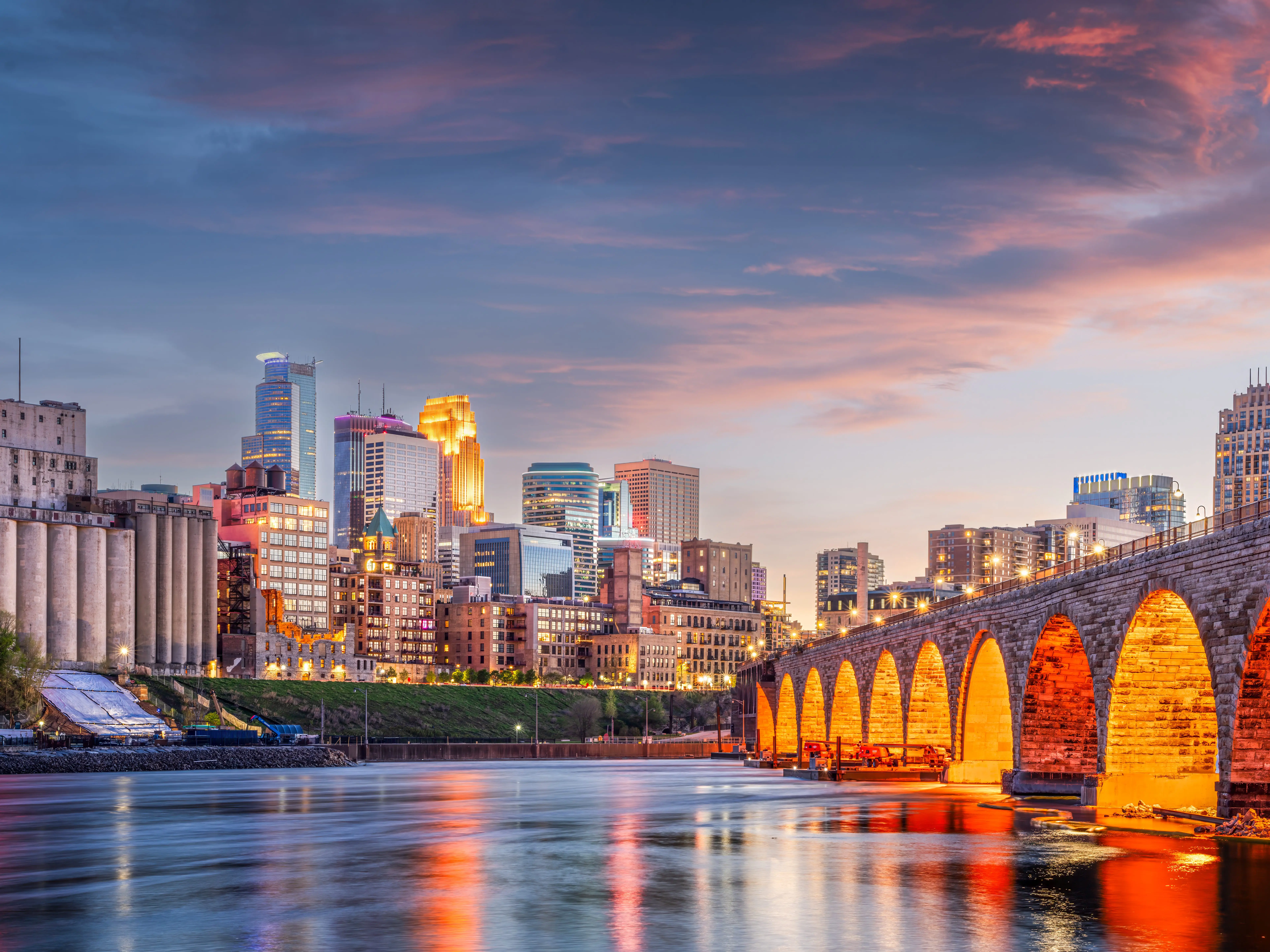 Minneapolis, Minnesota, USA SKyline at Dusk stock photo