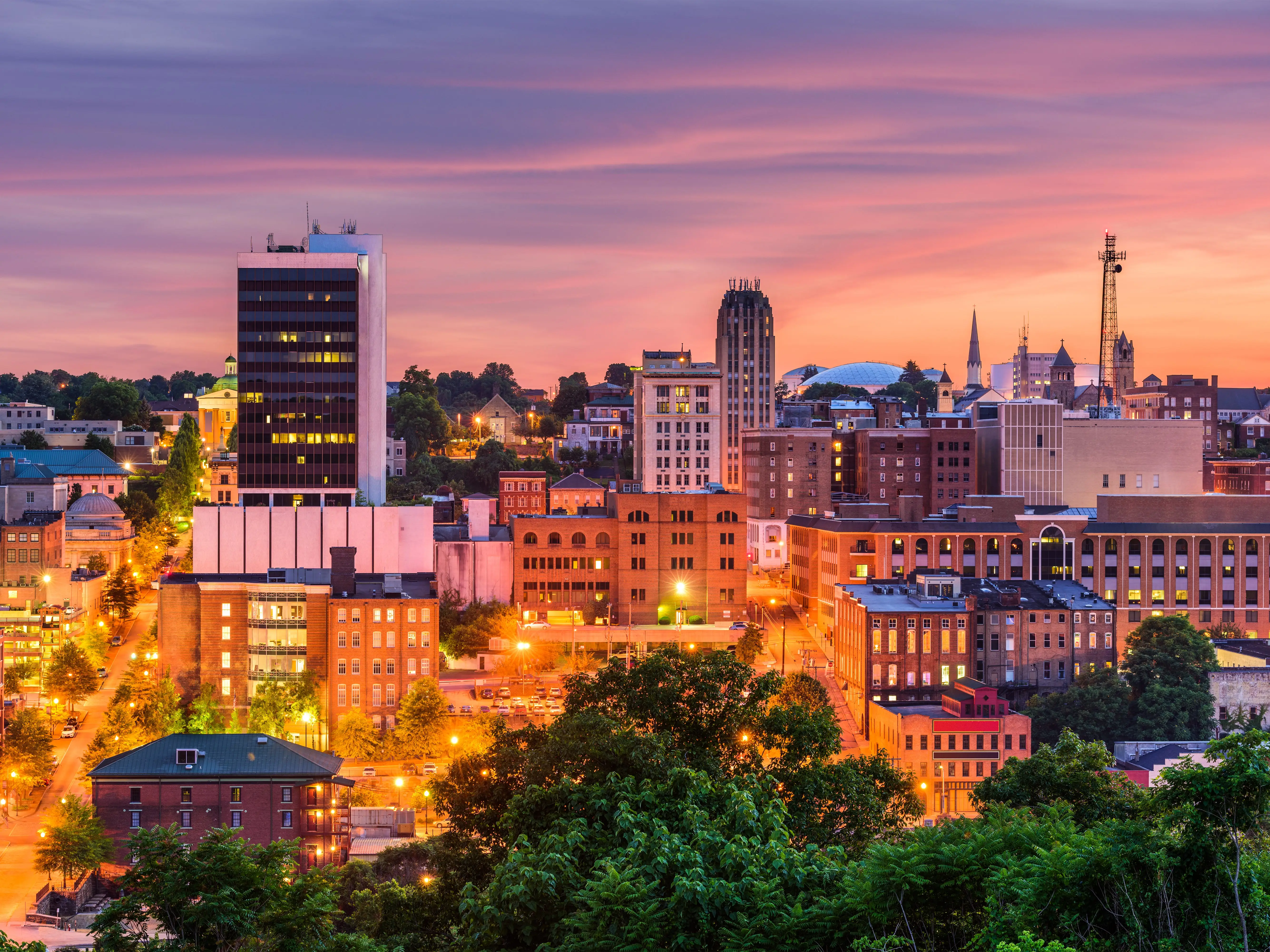 Lynchburg, Virginia, USA Skyline stock photo