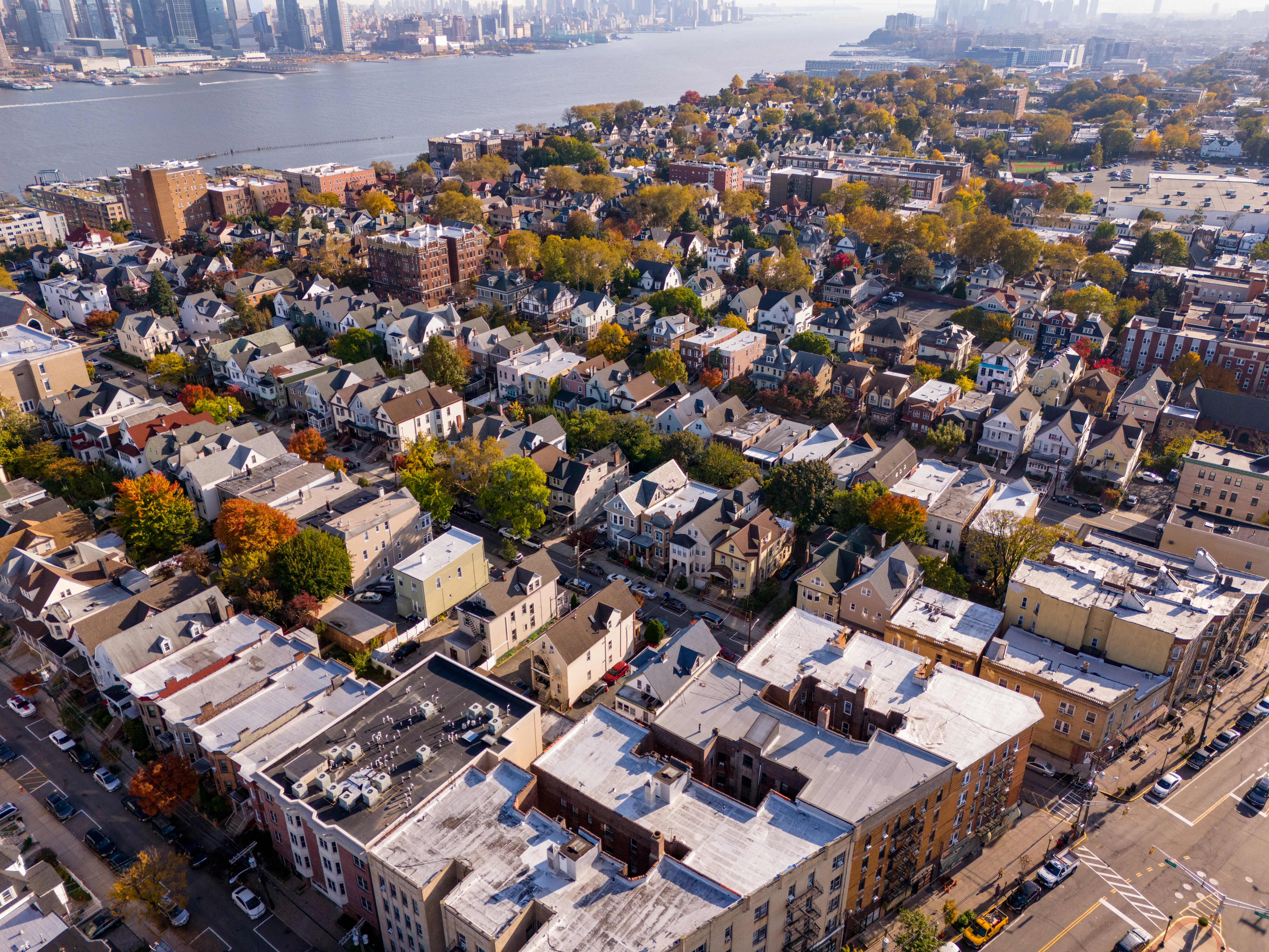 Residential townhomes in Union City NJ USA circa 2023 stock photo