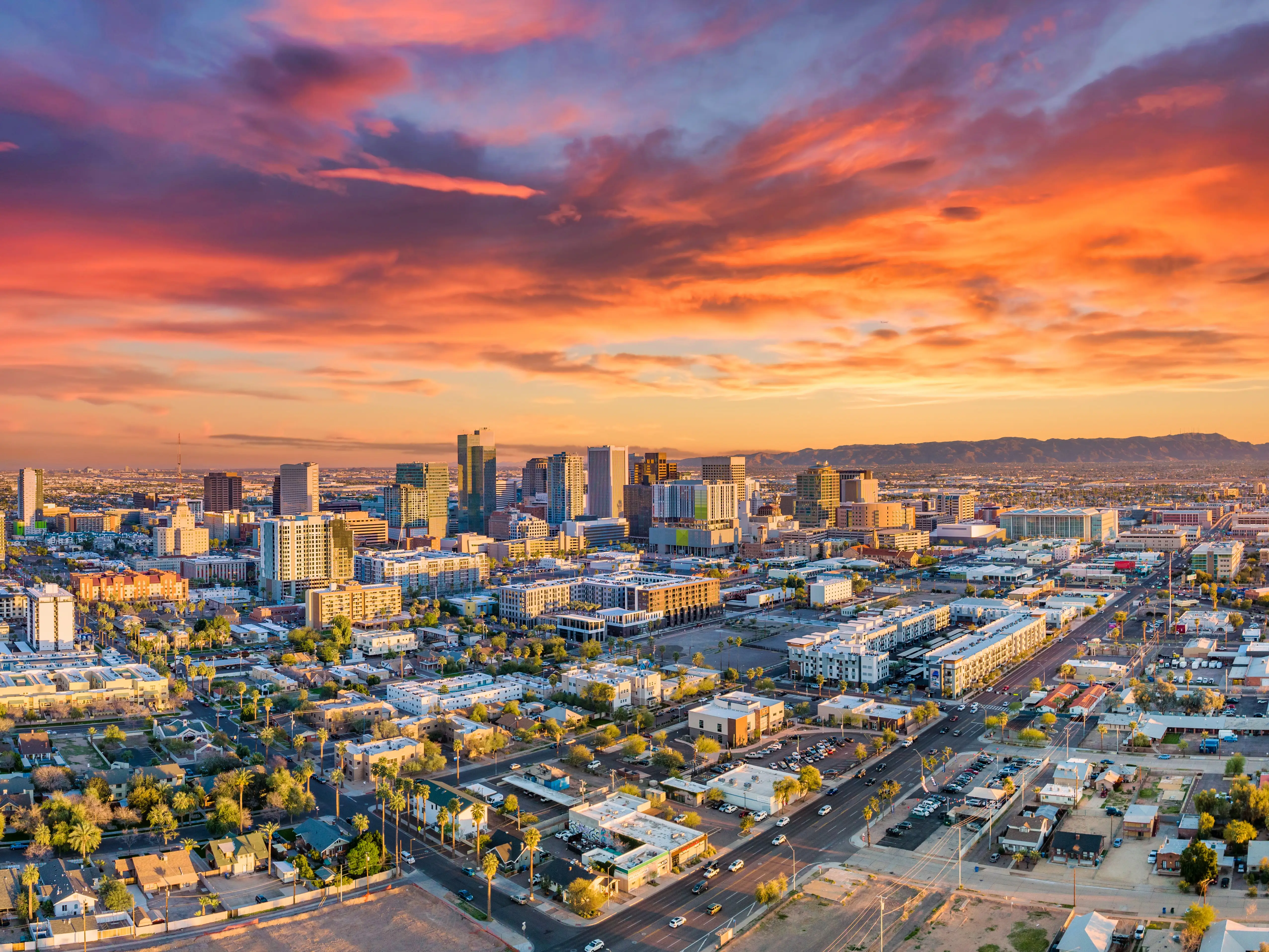 Phoenix, Arizona, USA Downtown Skyline Aerial stock photo