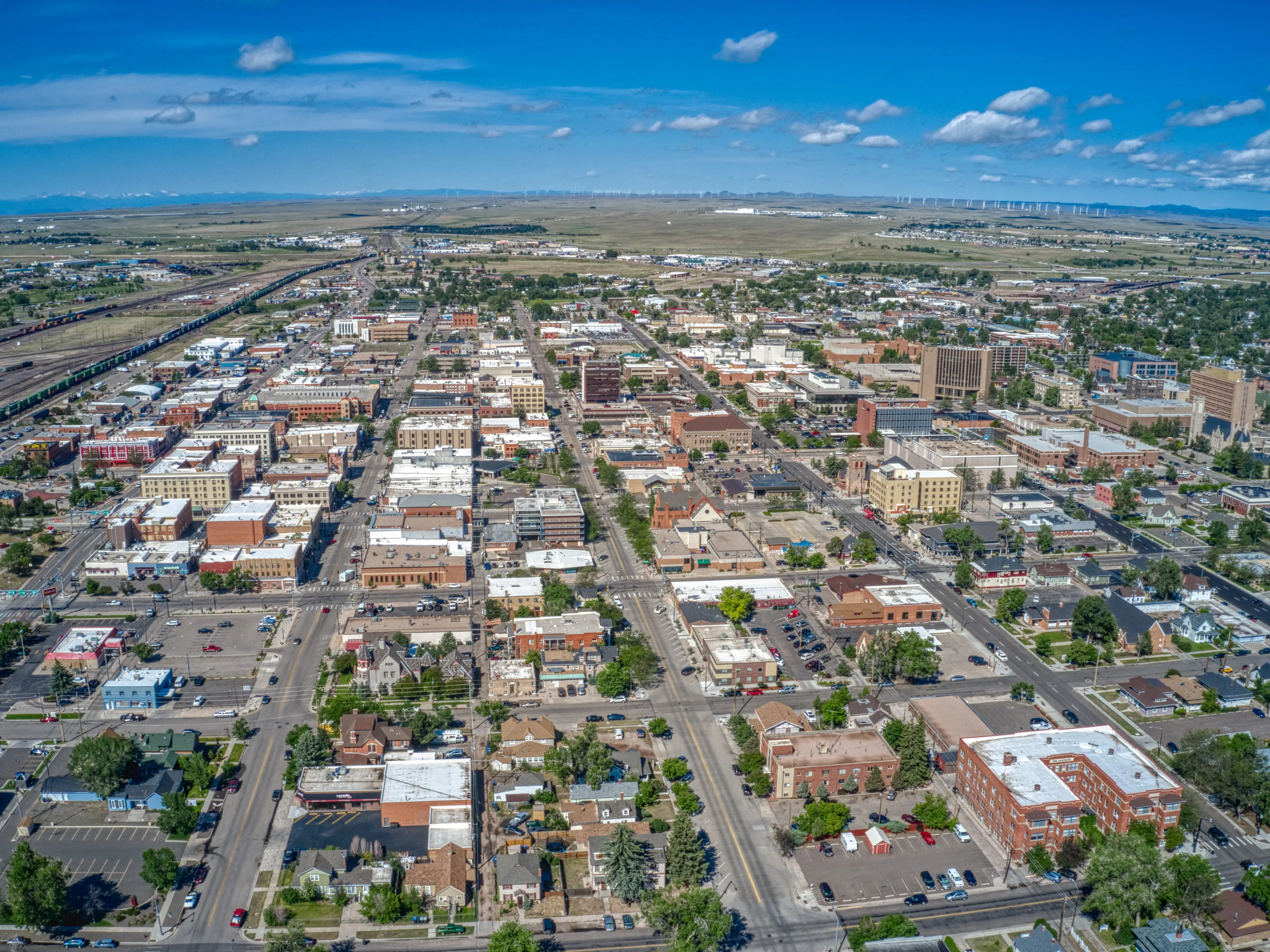 Aerial View of Cheyenne, Wyomings capitol stock photo