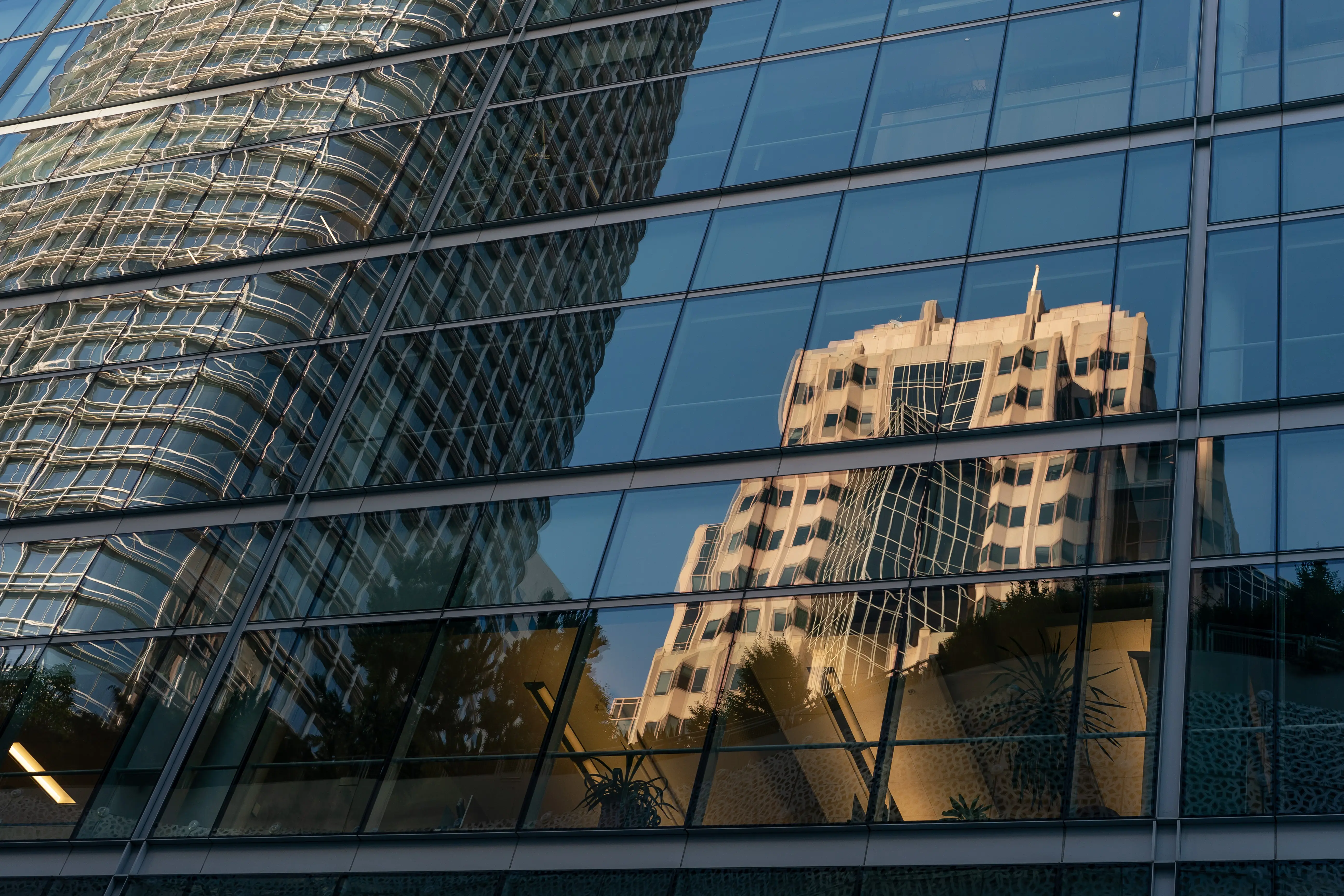 A reflection of buildings in downtown San Francisco
