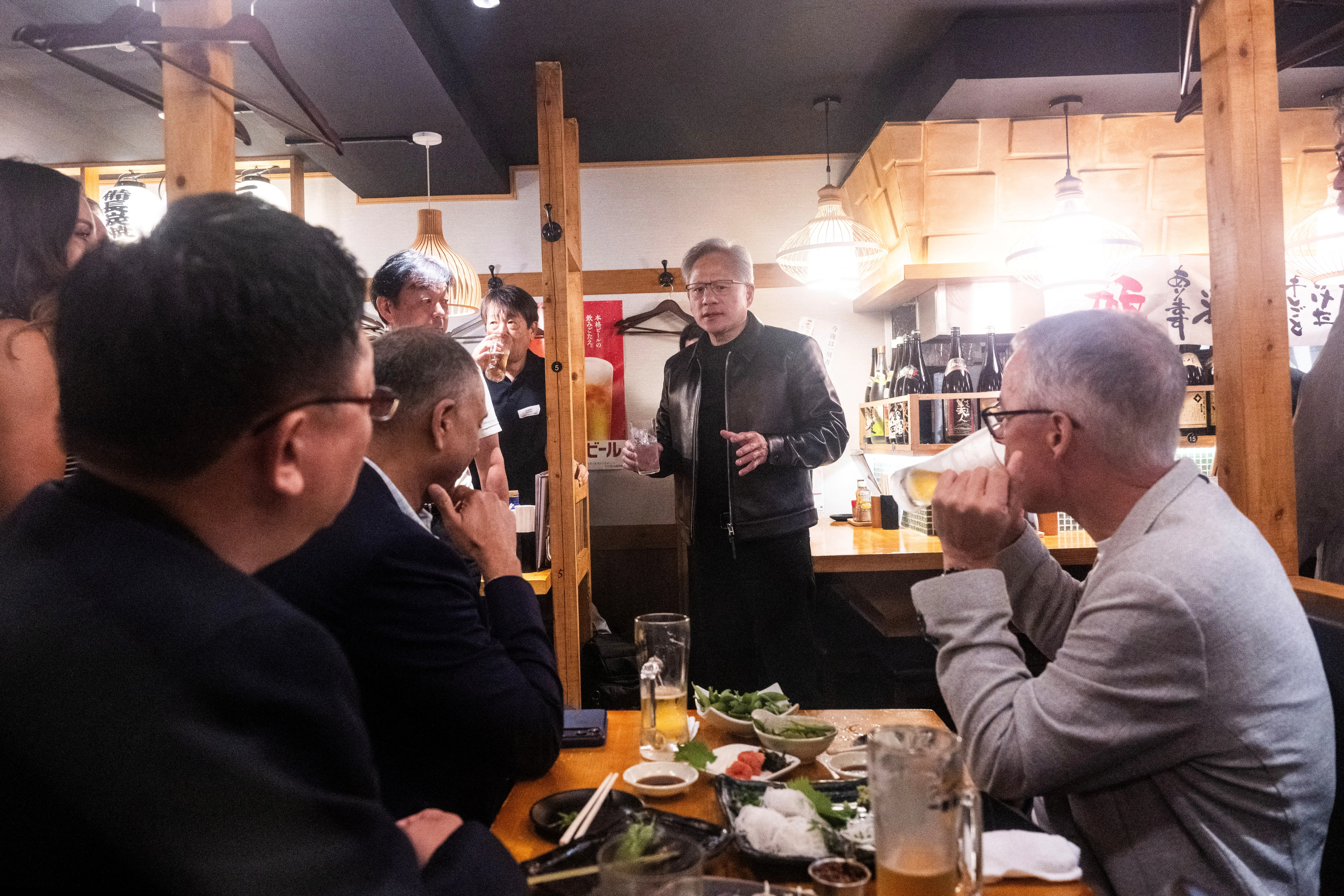Jensen Huang giving a toast