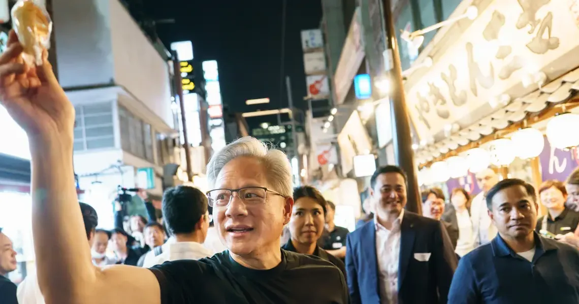 Jensen Huang hands out red bean buns to Tokyo crowd in his latest culinary adventure