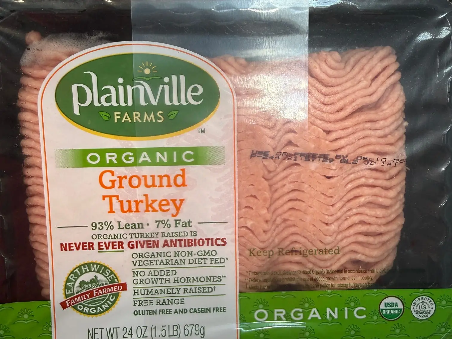 Plainville Farms organic ground turkey.