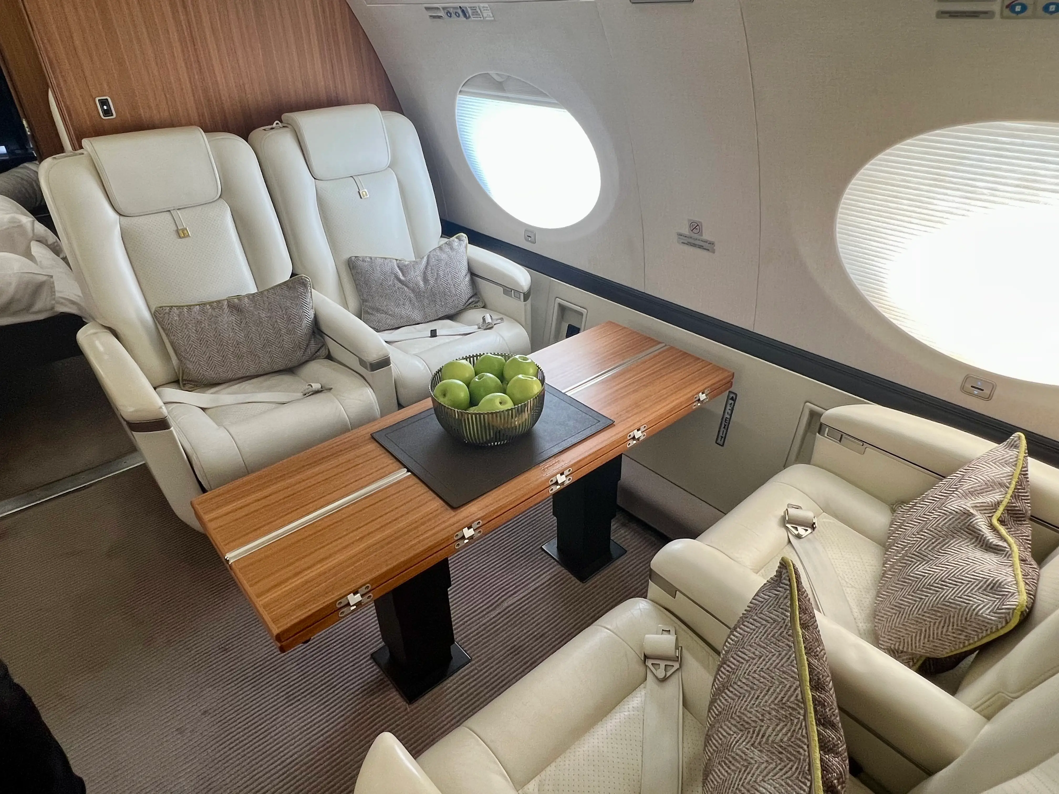 The interior of a Qatar Executive Gulfstream G650.