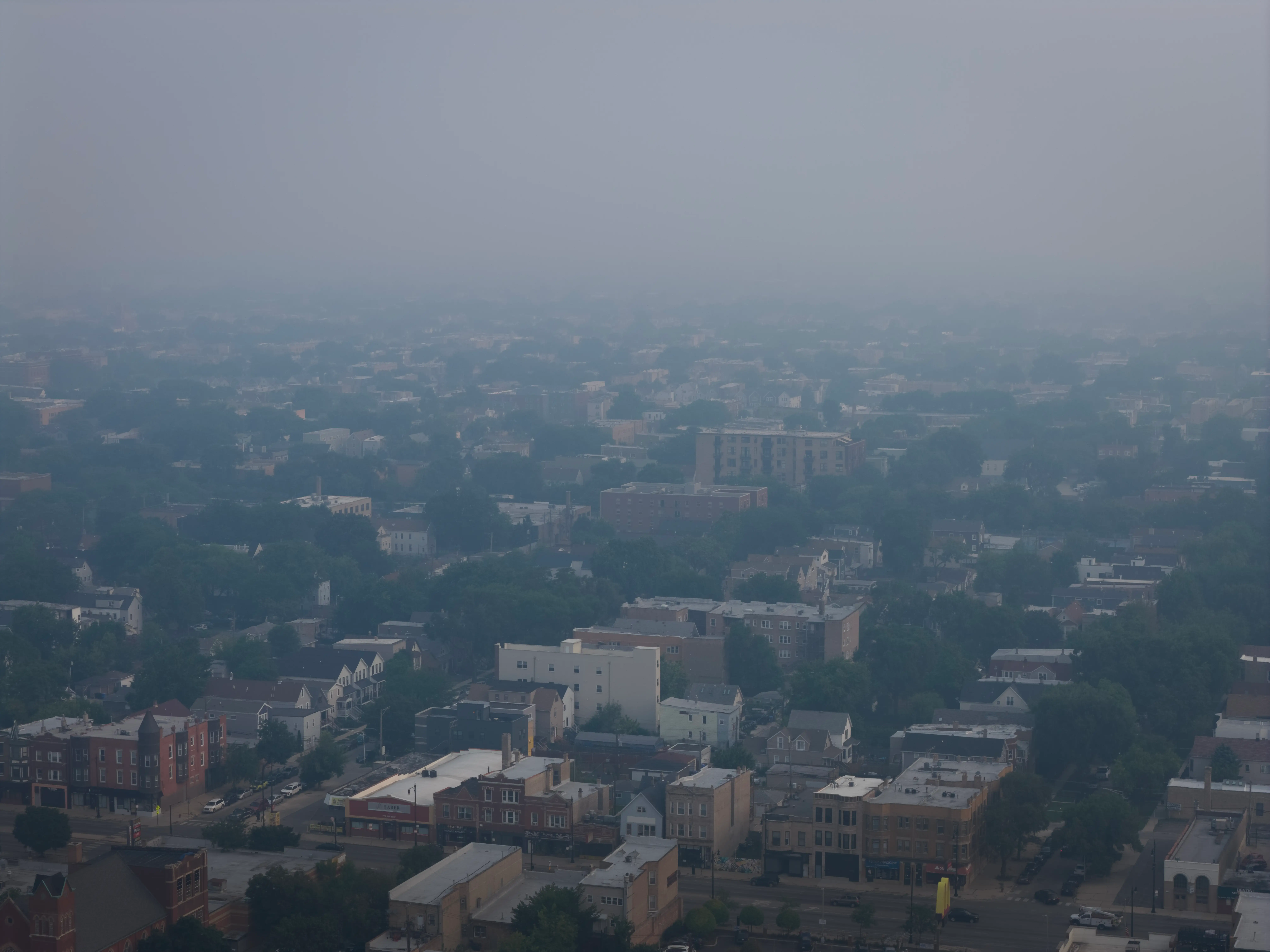 Wildfire smoke in Chicago.