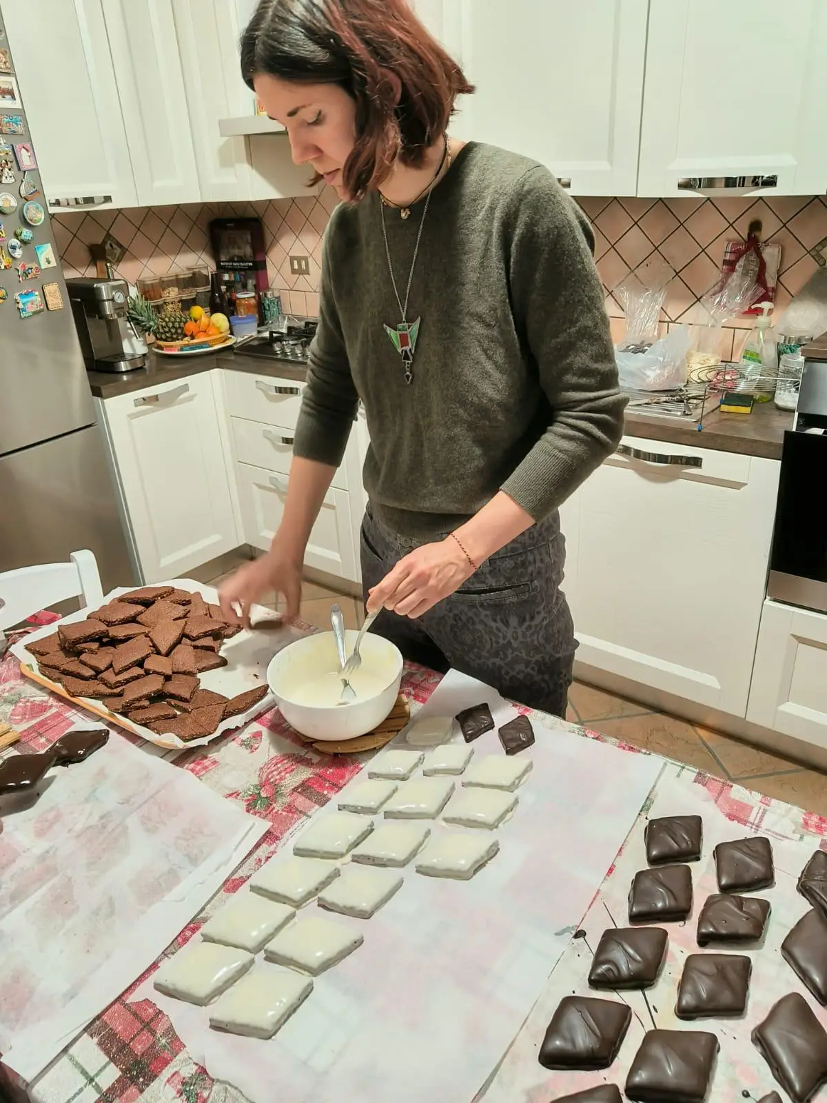 The author making Christmas cookies.