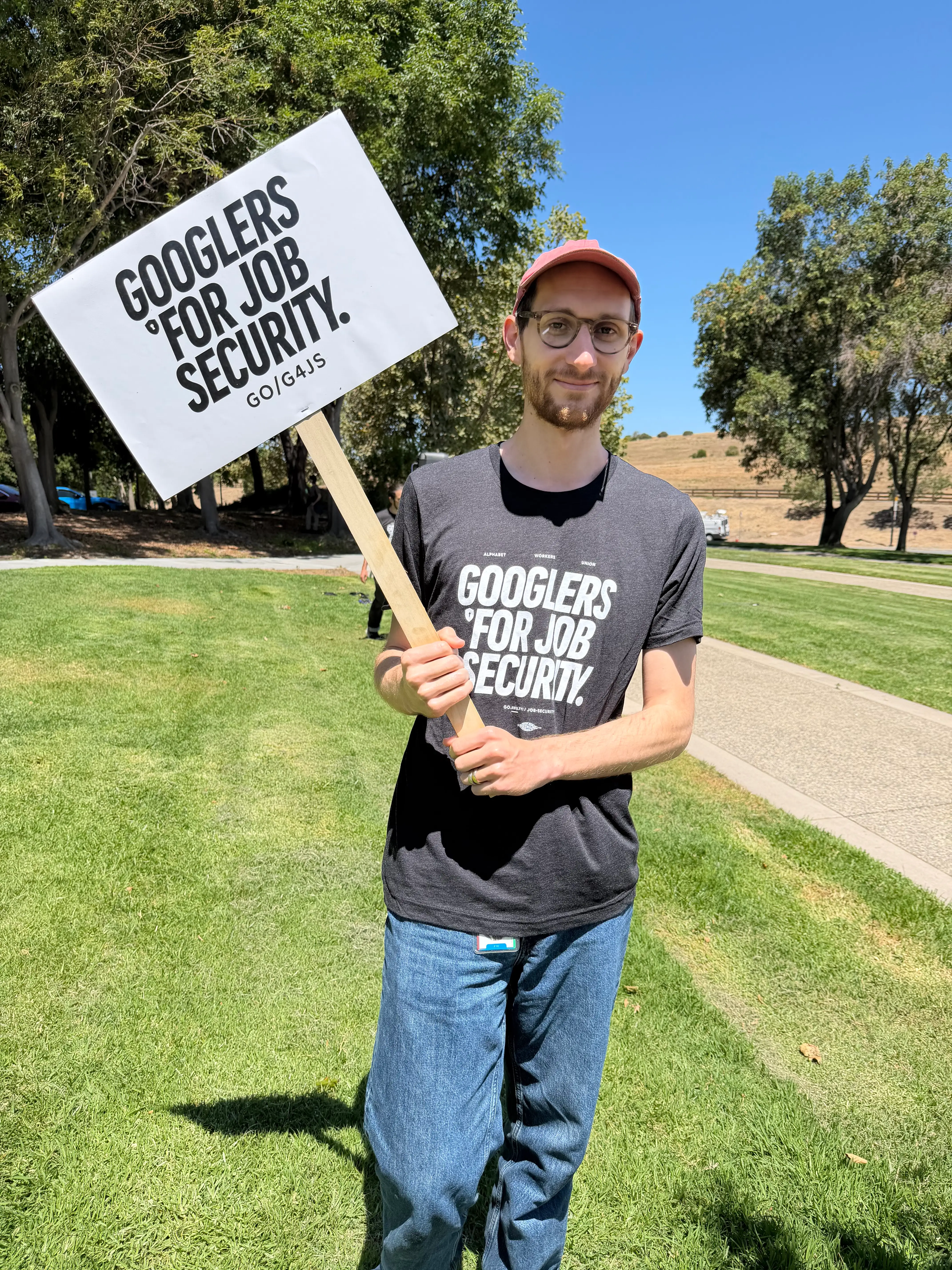Matthew Hoffman, a Google DeepMind engineer, said he joined the protest to show his support, even though he had not been personally affected by layoffs and had not yet joined the union