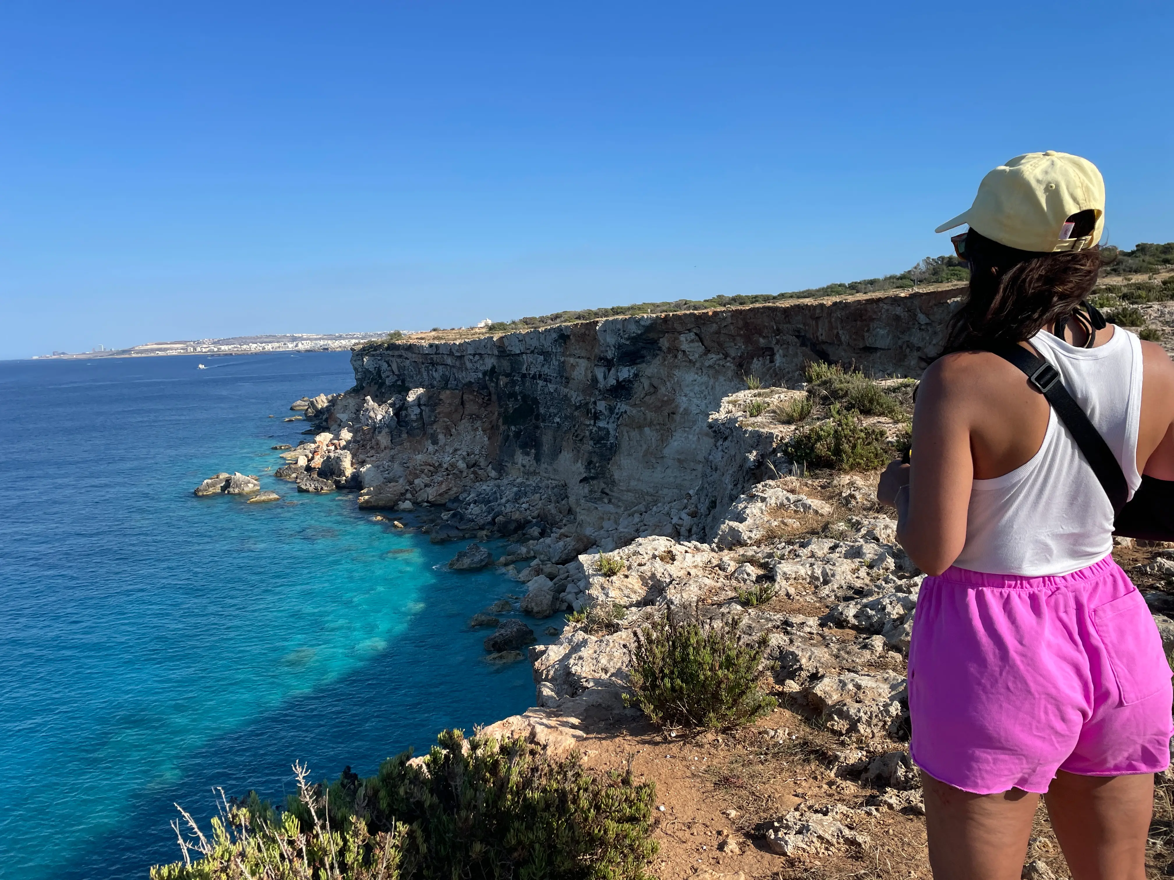 The author looking out over the Maltese cliffs.