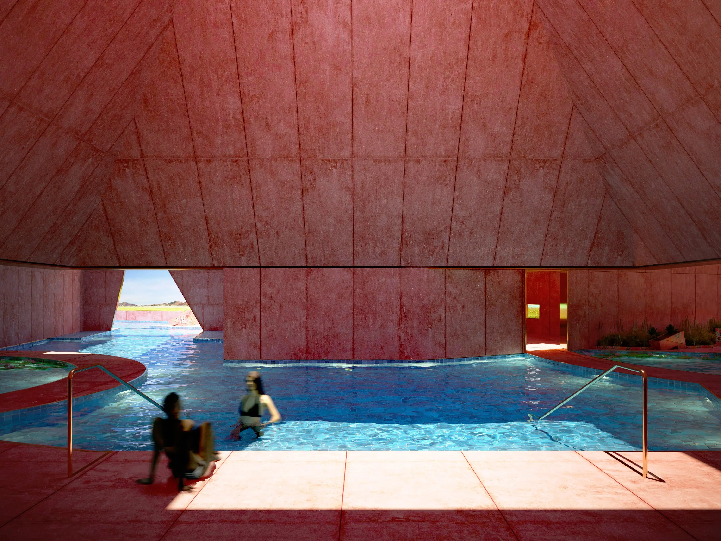 A pool built above a data center.