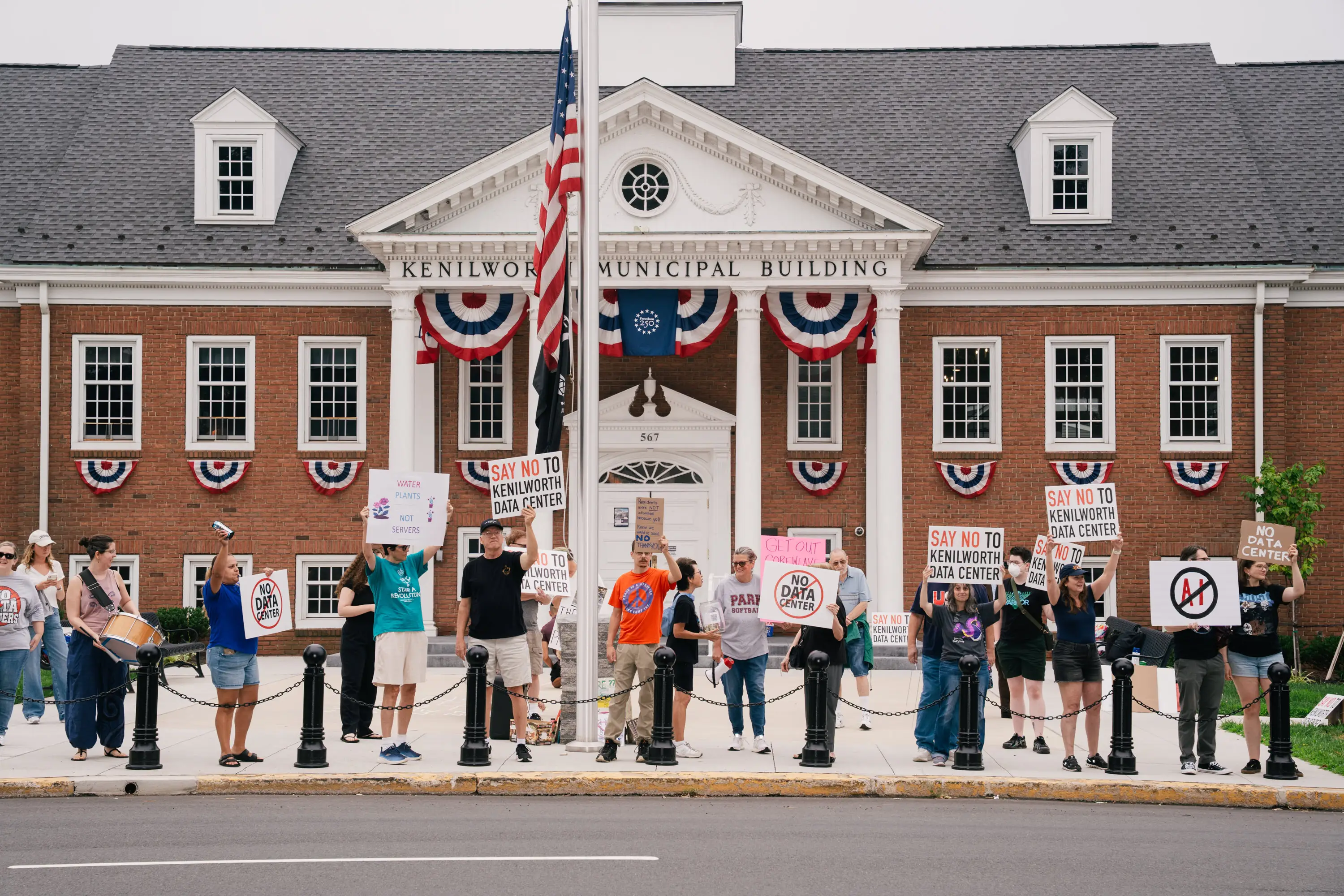 Data center protest in Kenilworth, New Jersey.