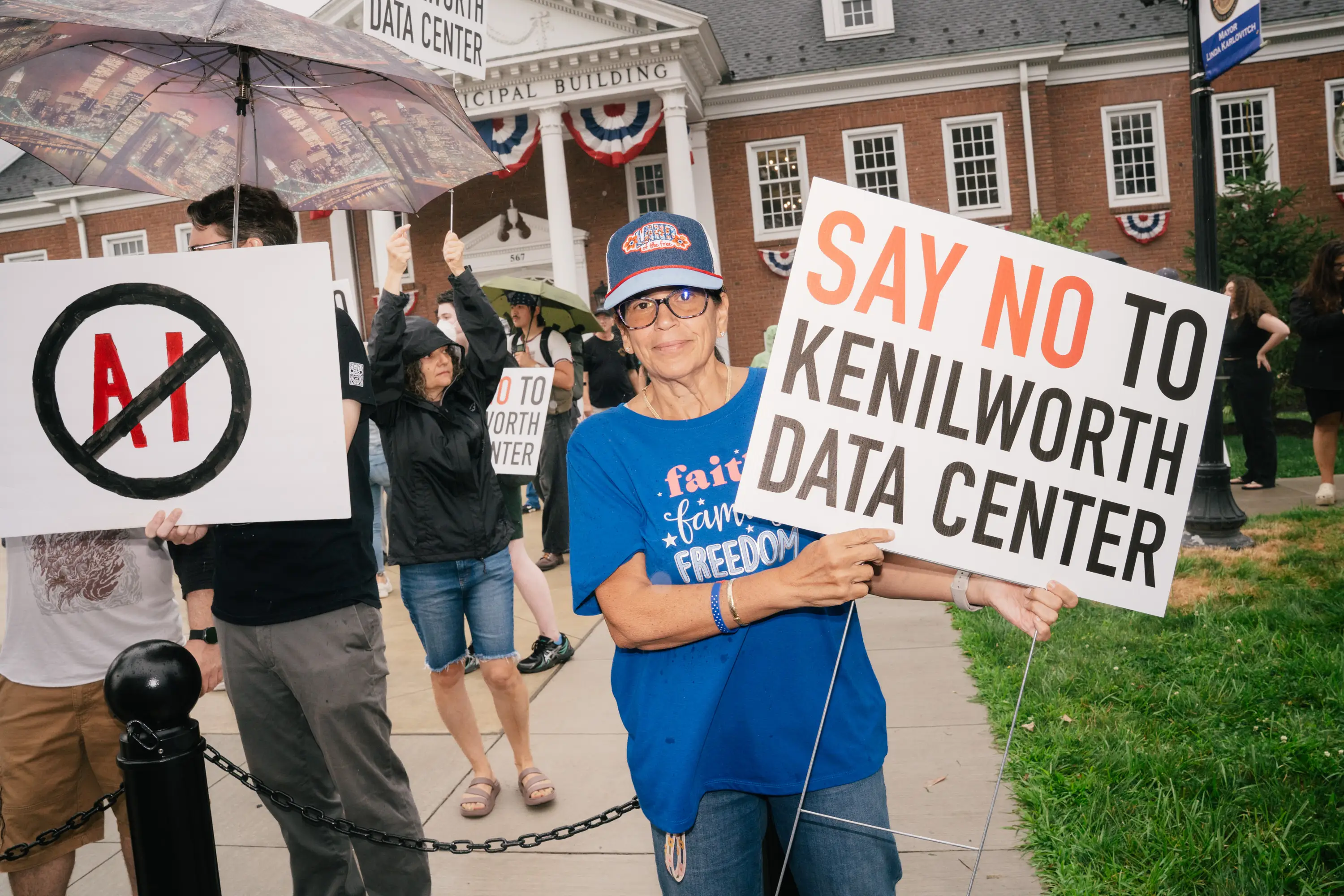 Data center protest in Kenilworth, New Jersey.