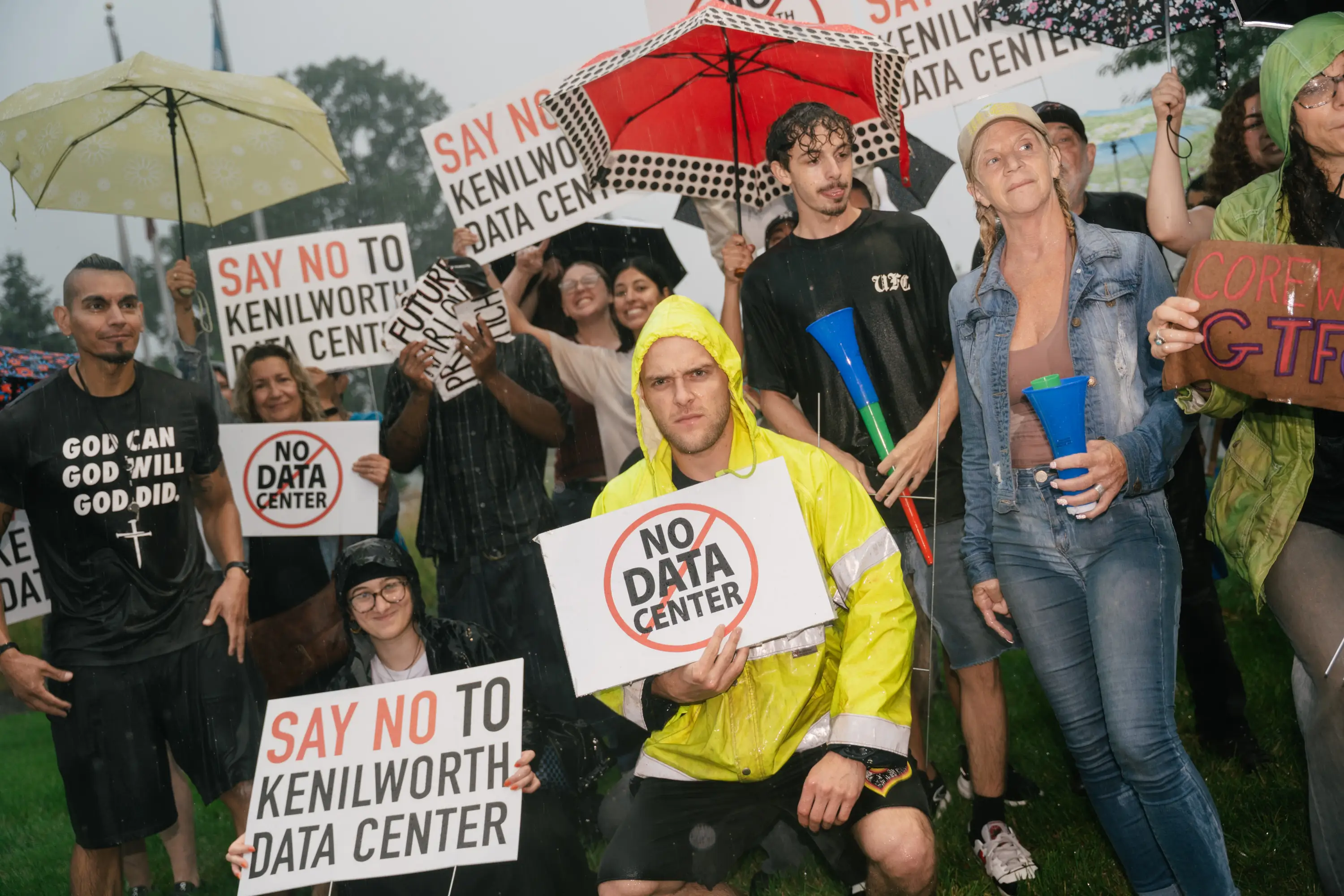 Data center protest in Kenilworth, New Jersey.