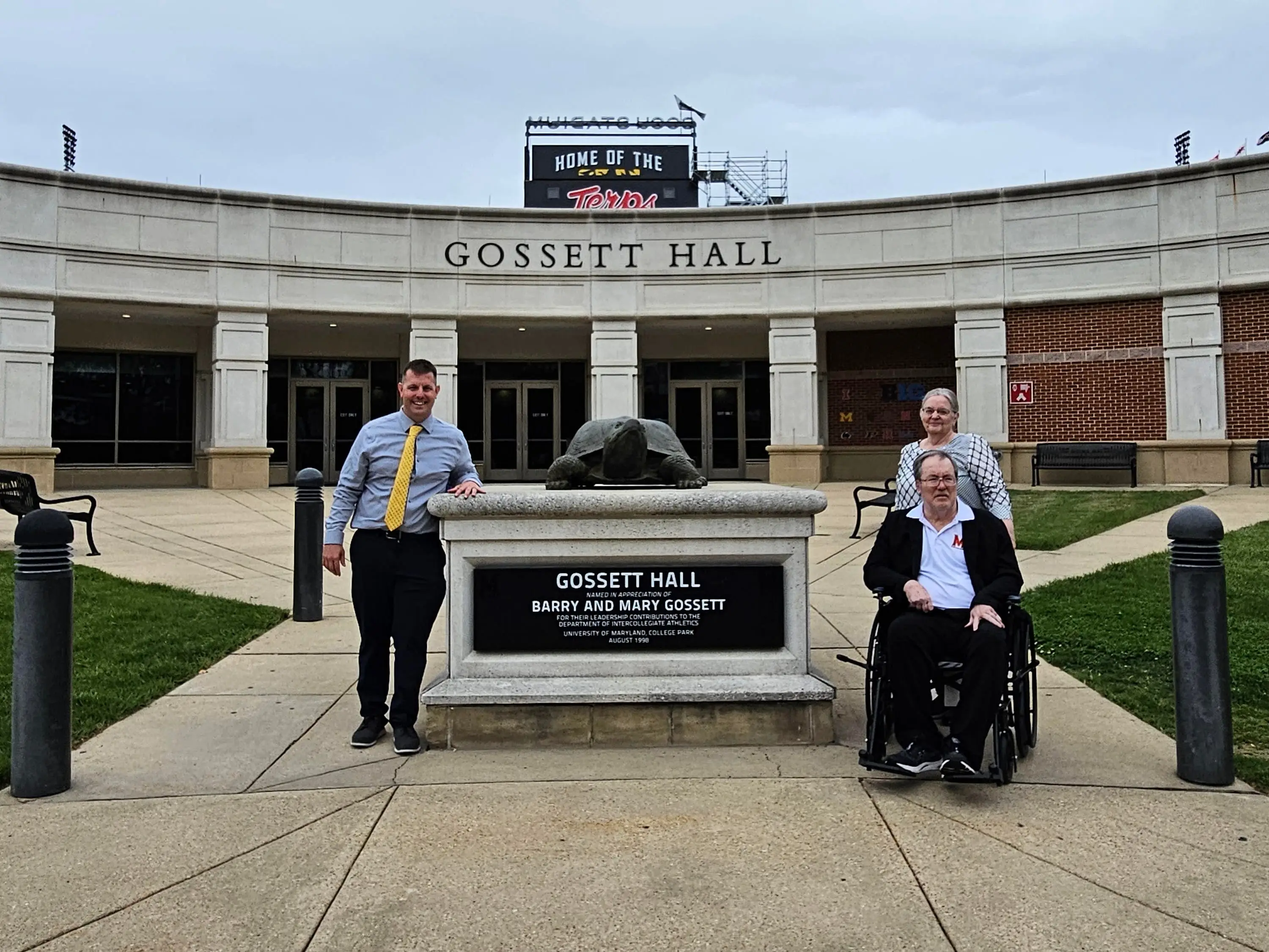 Brenda Eicher-Beard and her husband at the University of Maryland's Gossett Hall