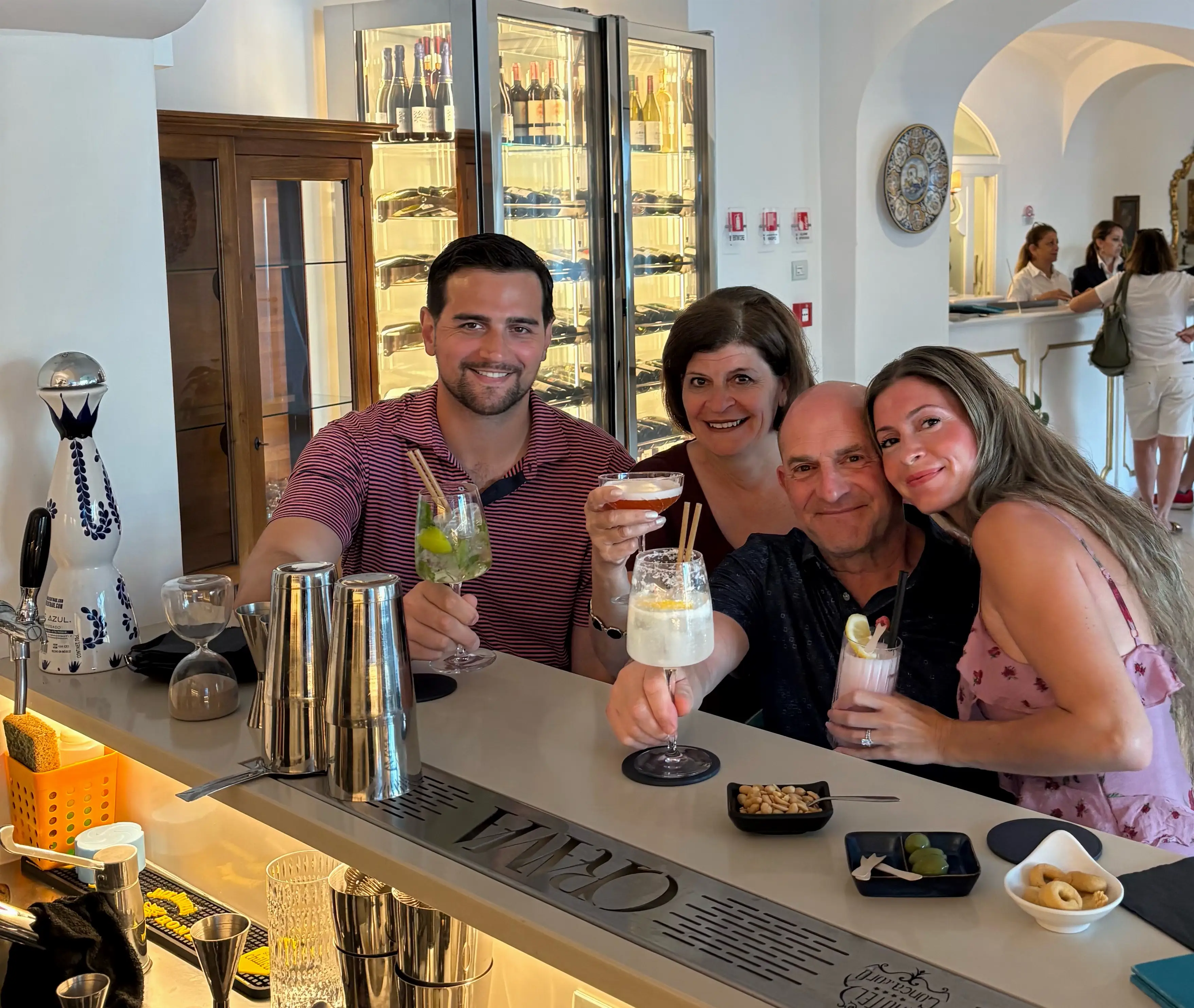 Group smiling with drinks