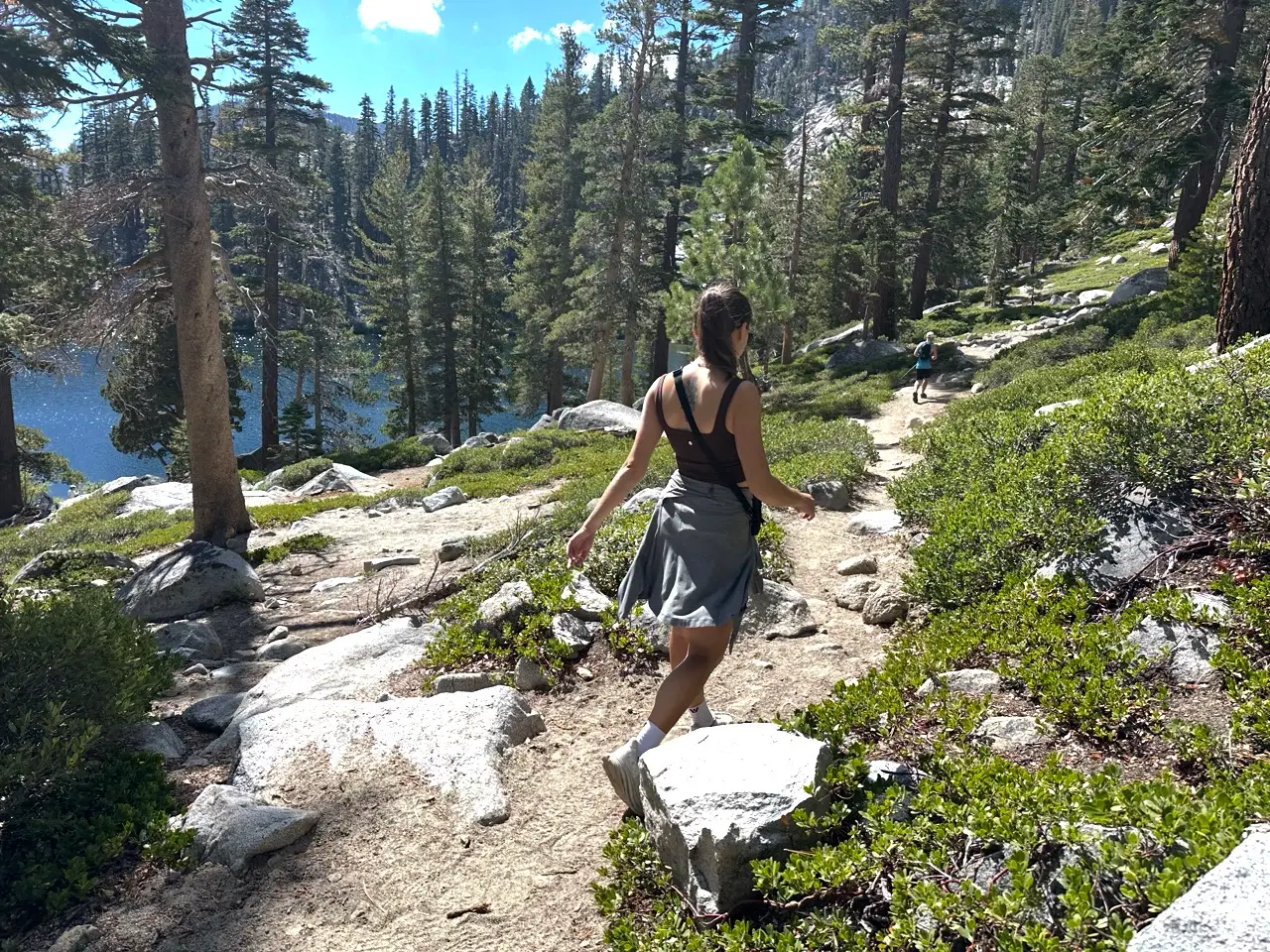 Woman hiking on Eagle Lake