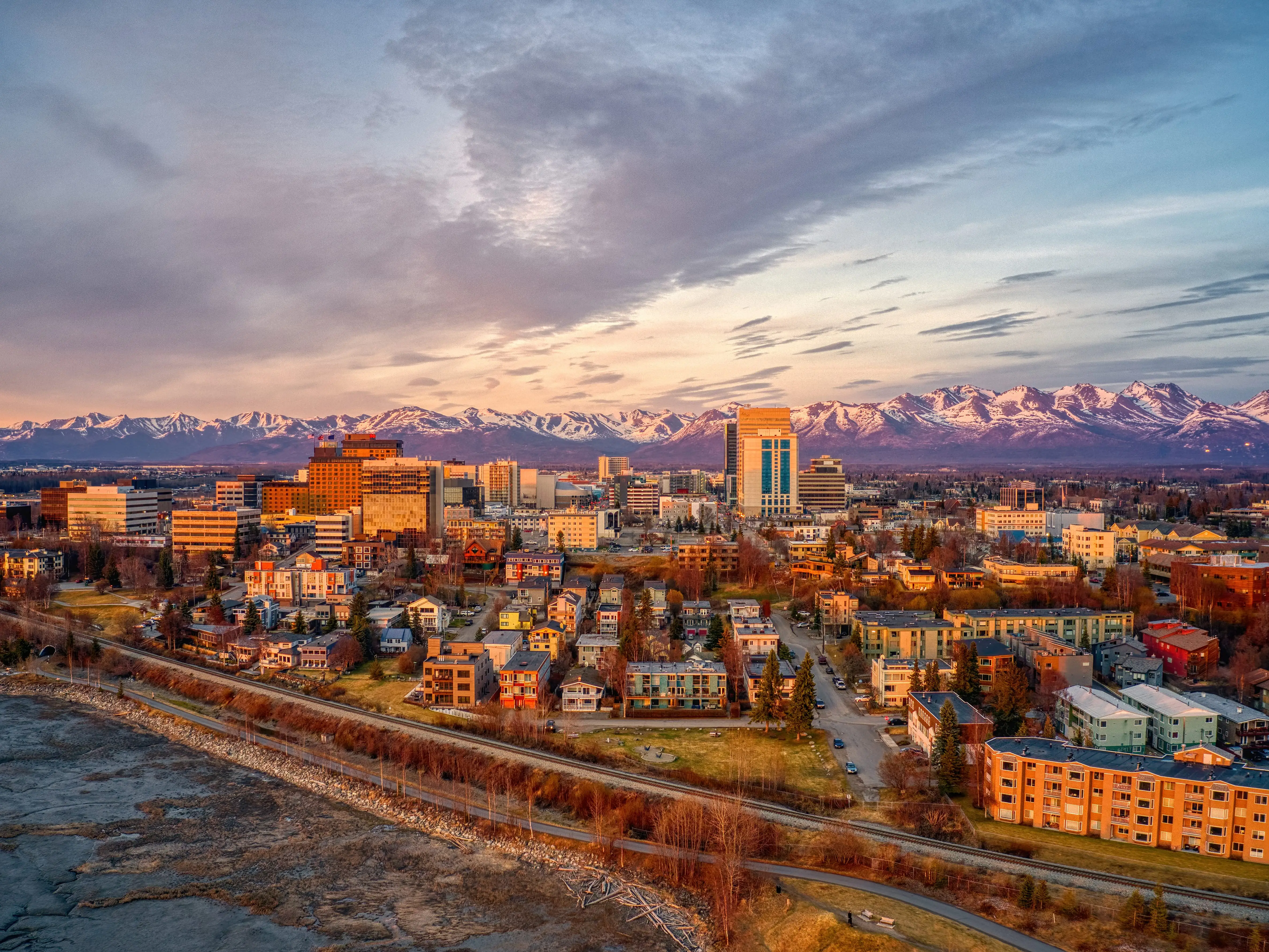 Aerial view of Downtown Anchorage, Alaska