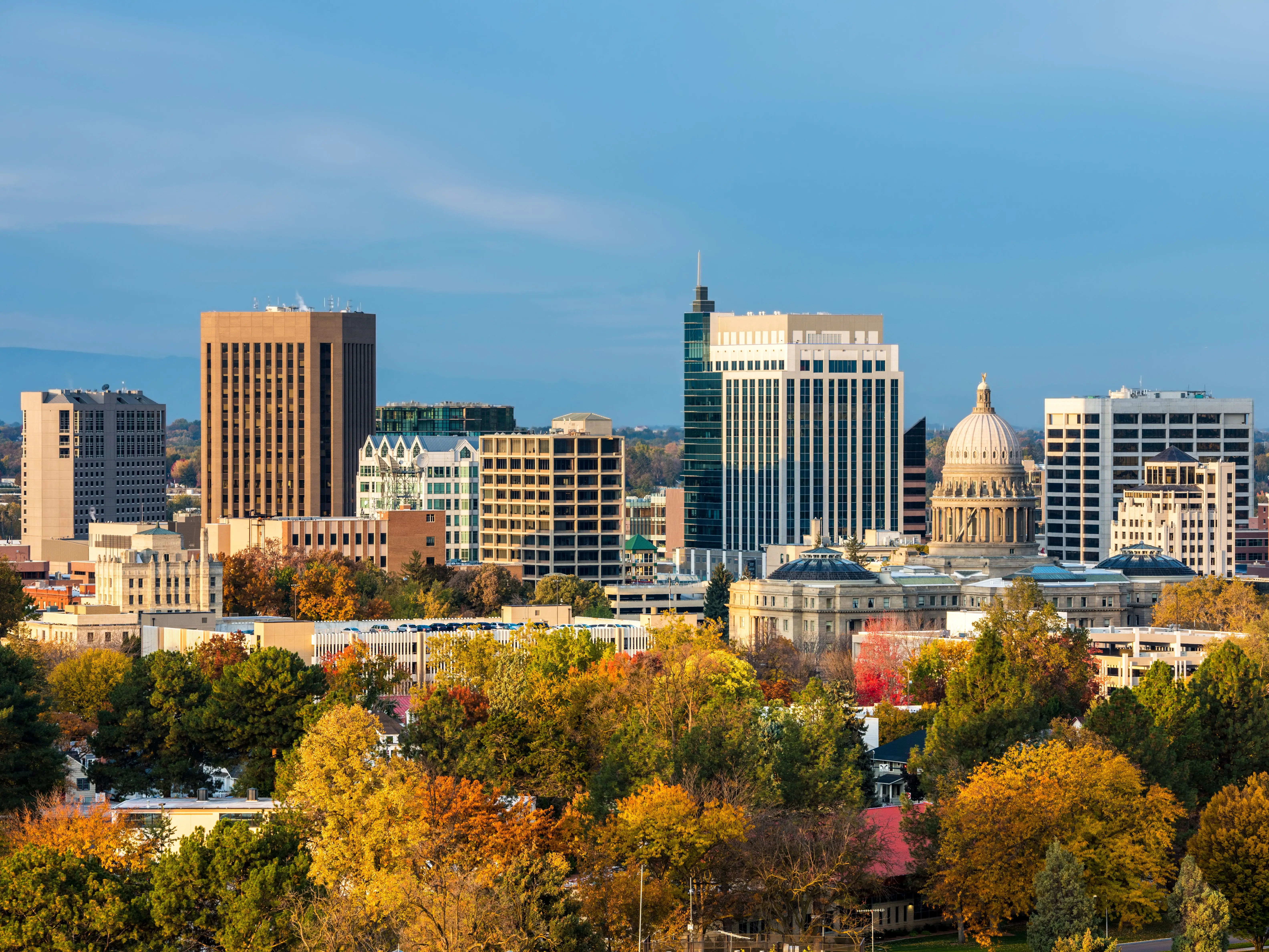 City of trees Boise Idaho with fall colors