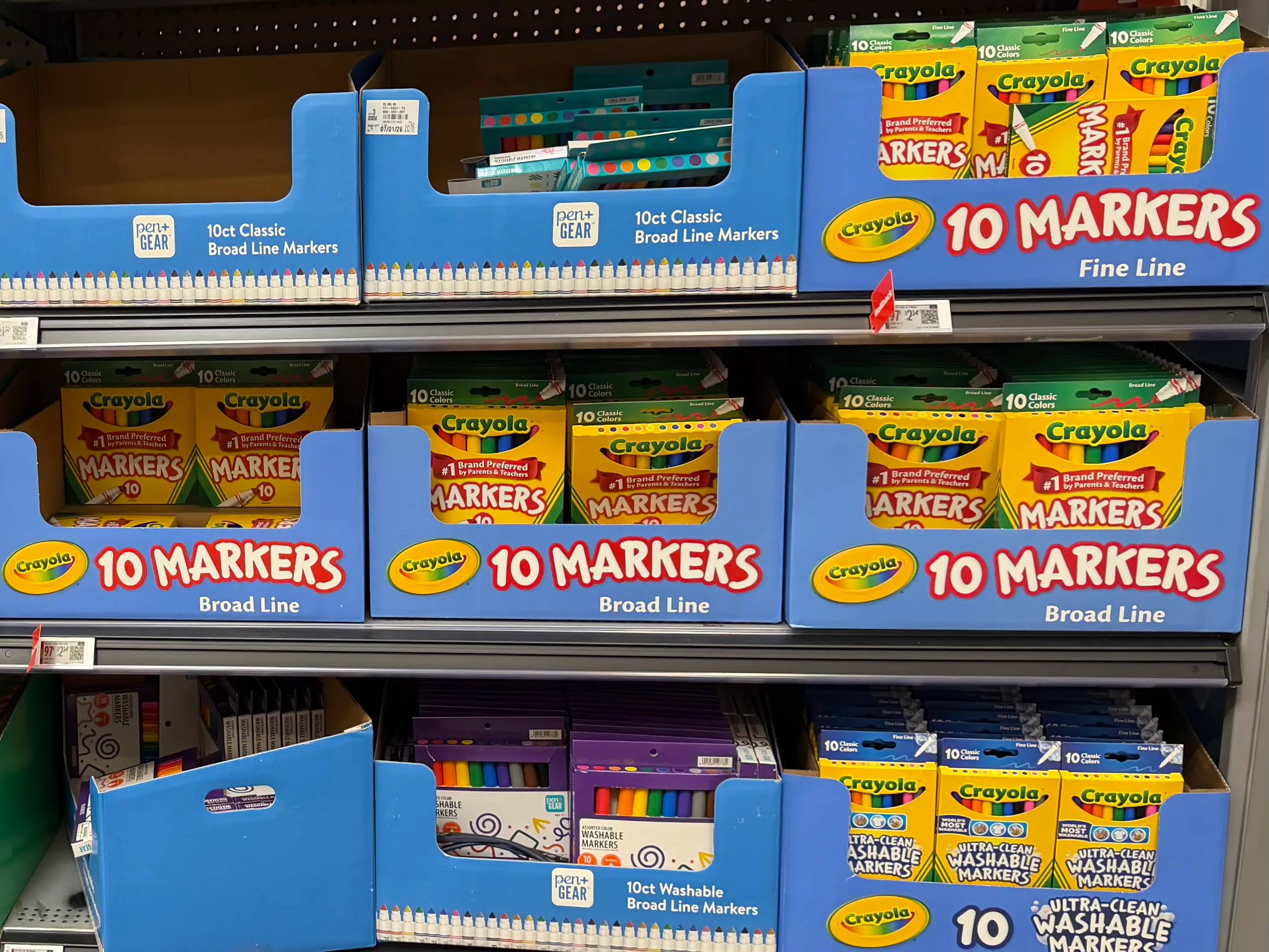 display of markers at Walmart