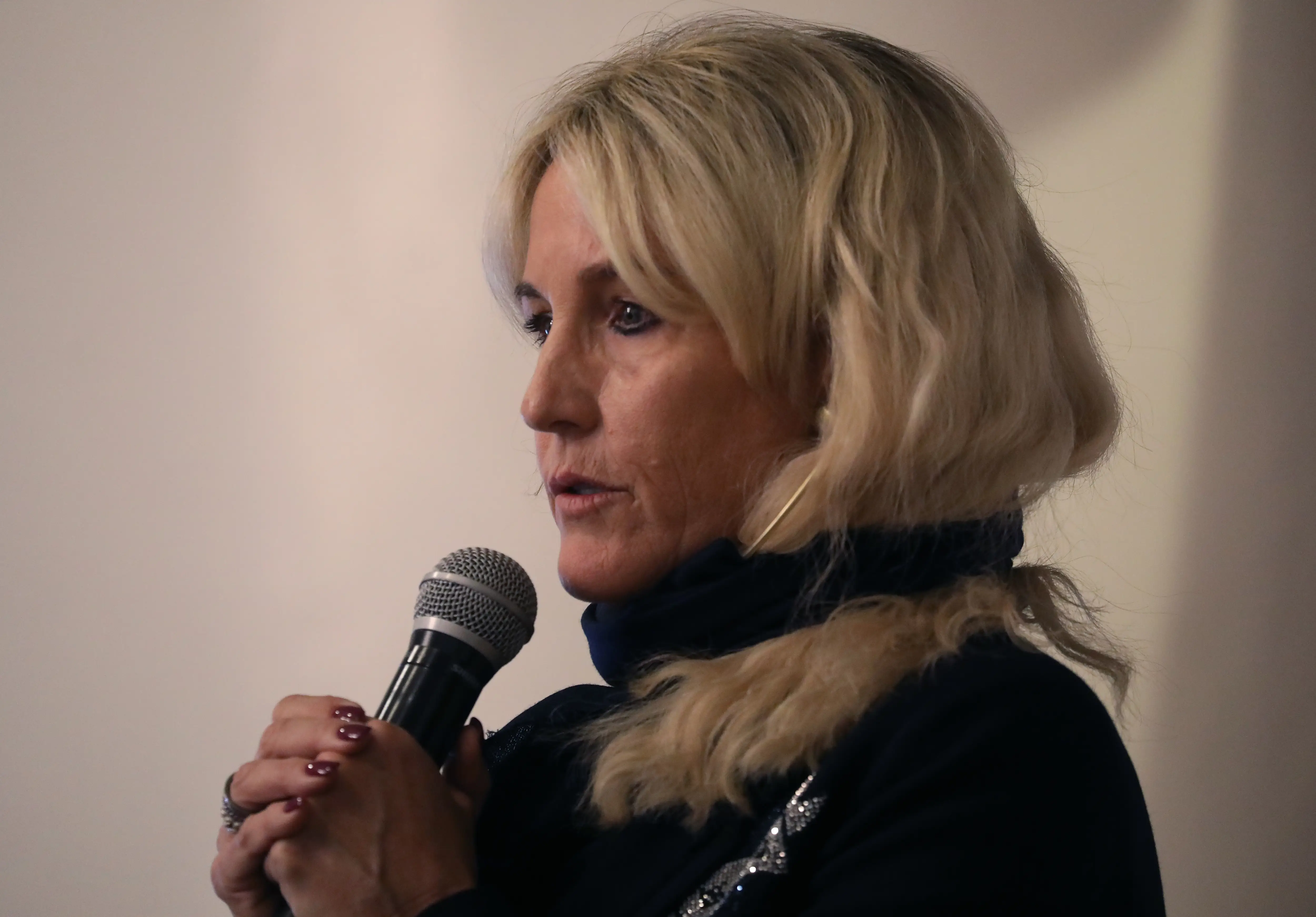 Erin Brockovich, whose battles against PG&E were made into a Hollywood movie, speaks to victims of the Camp Fire at the Chico Women's Club in Chico, Calif., Tuesday, Dec. 4, 2018.