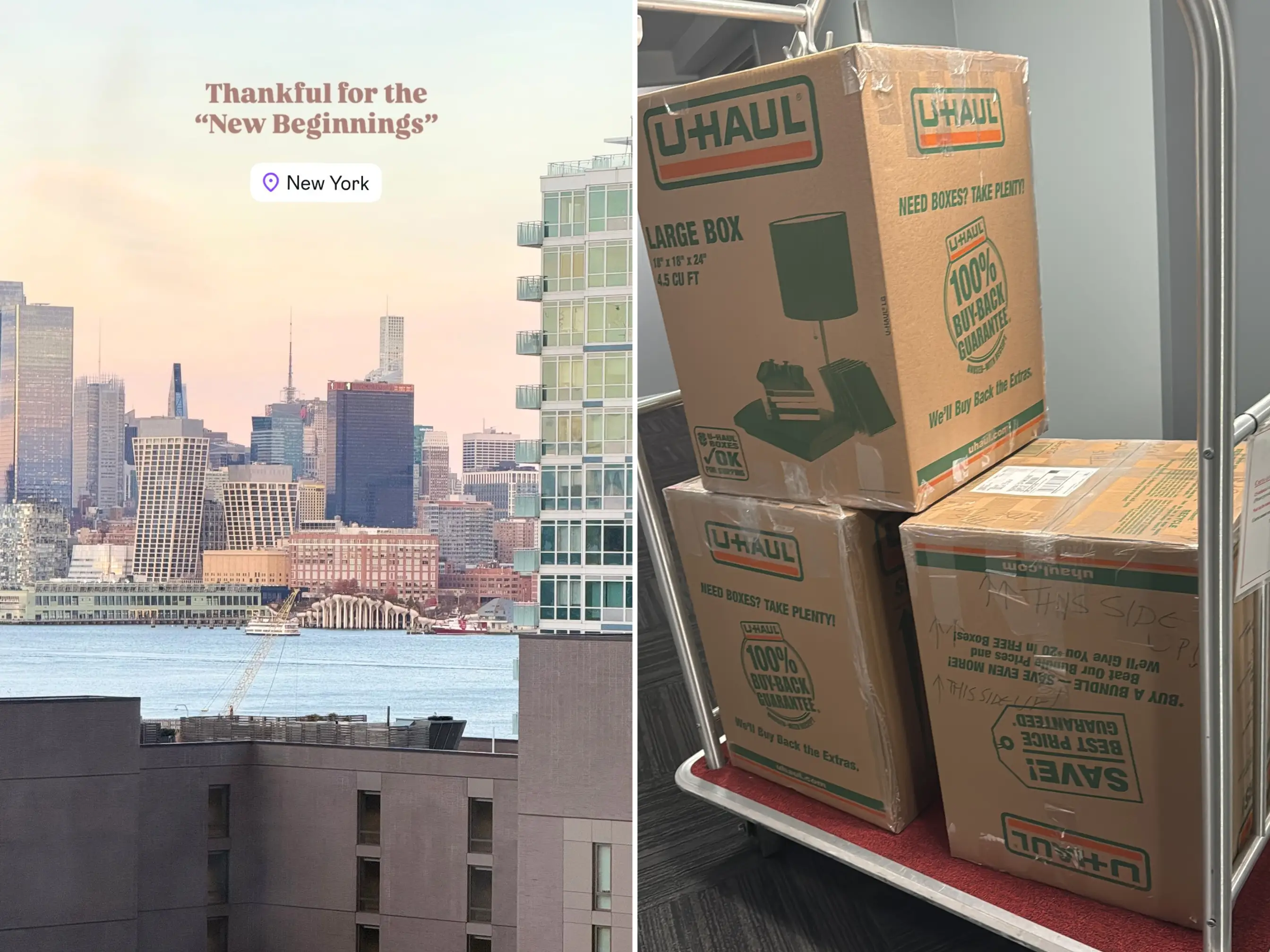 Pisal's U-Haul boxes from when she moved to NYC.