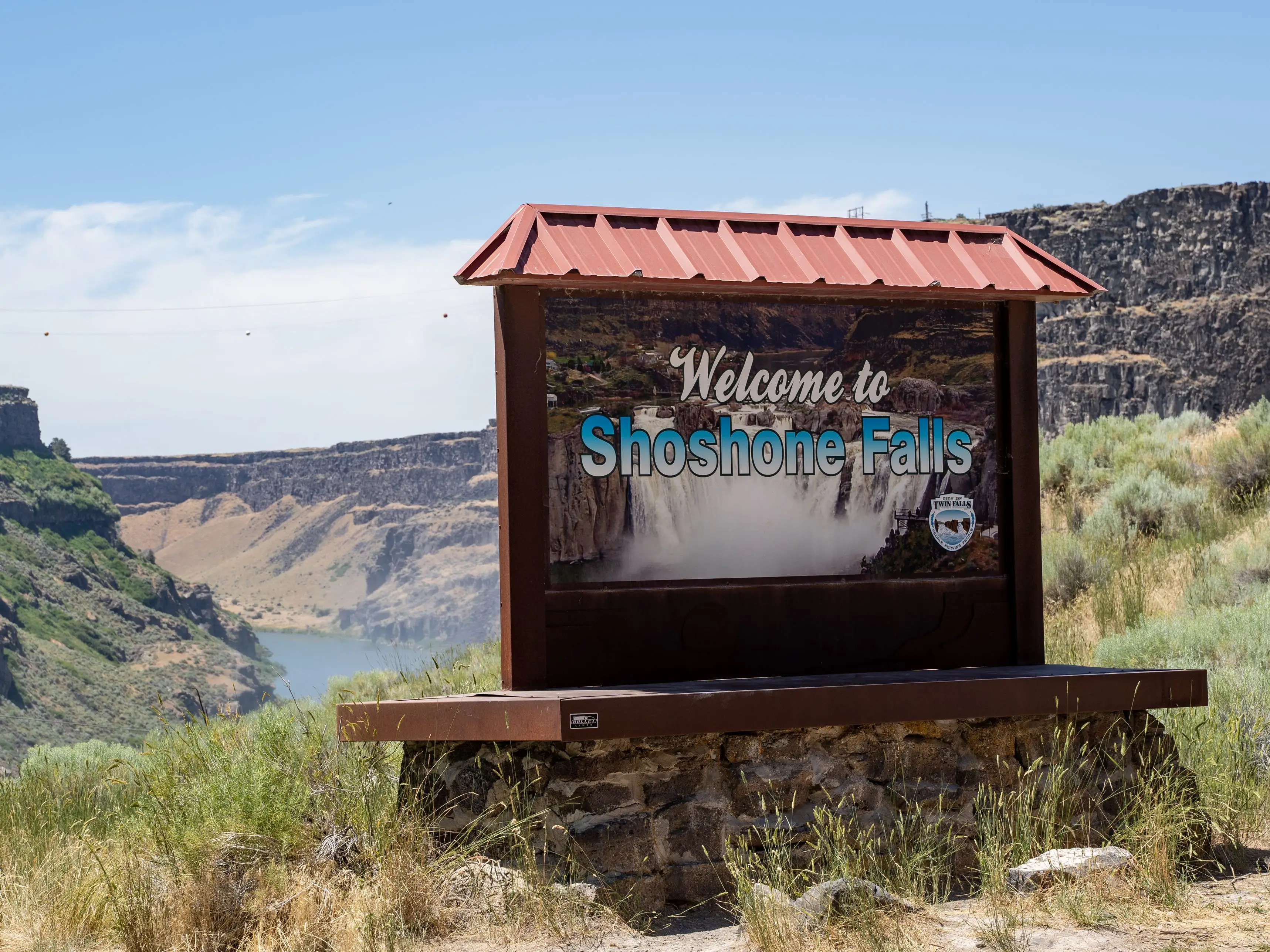 A large sign that reads 
