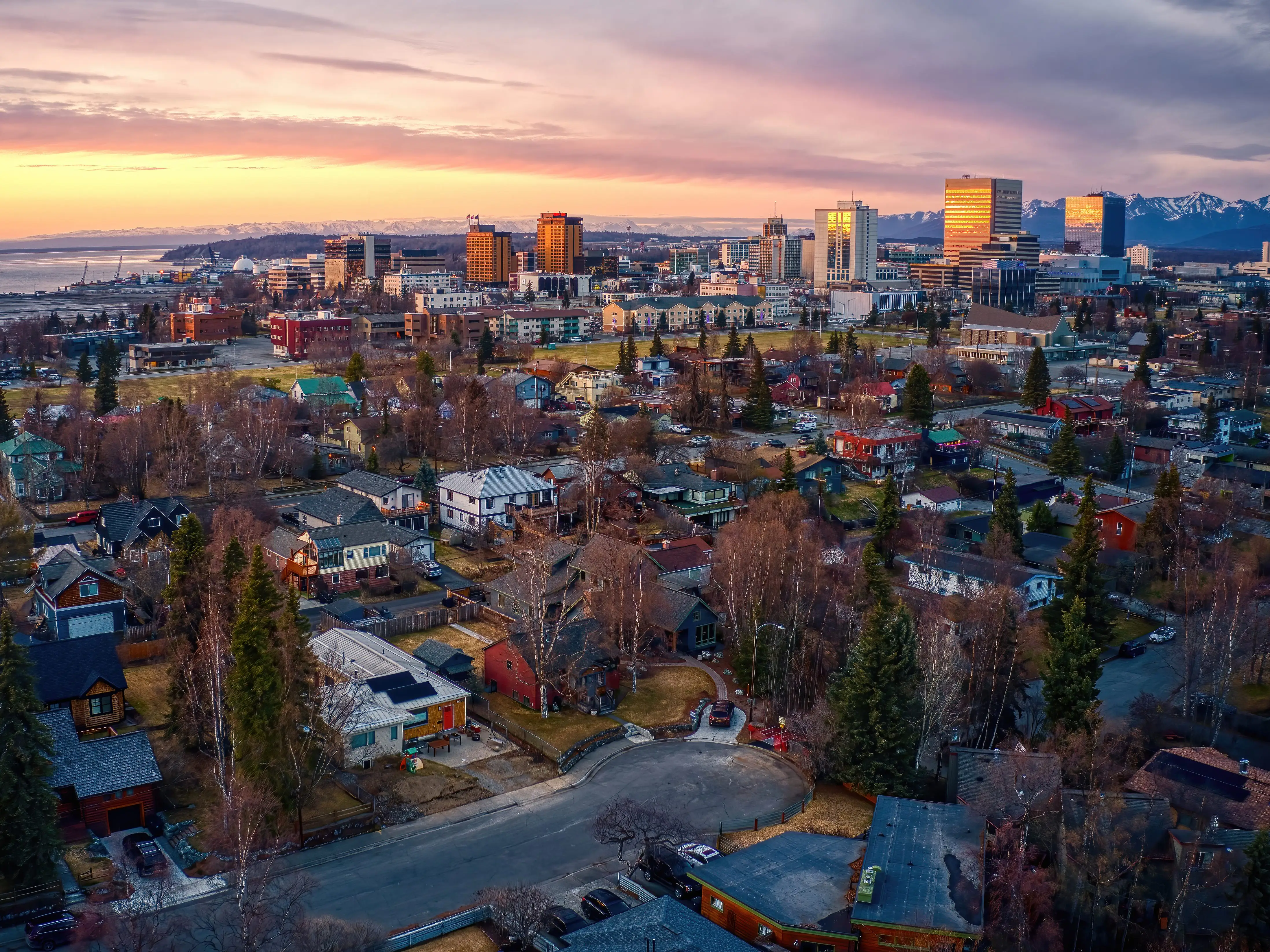 Houses and buildings in Anchorage, Alaska.