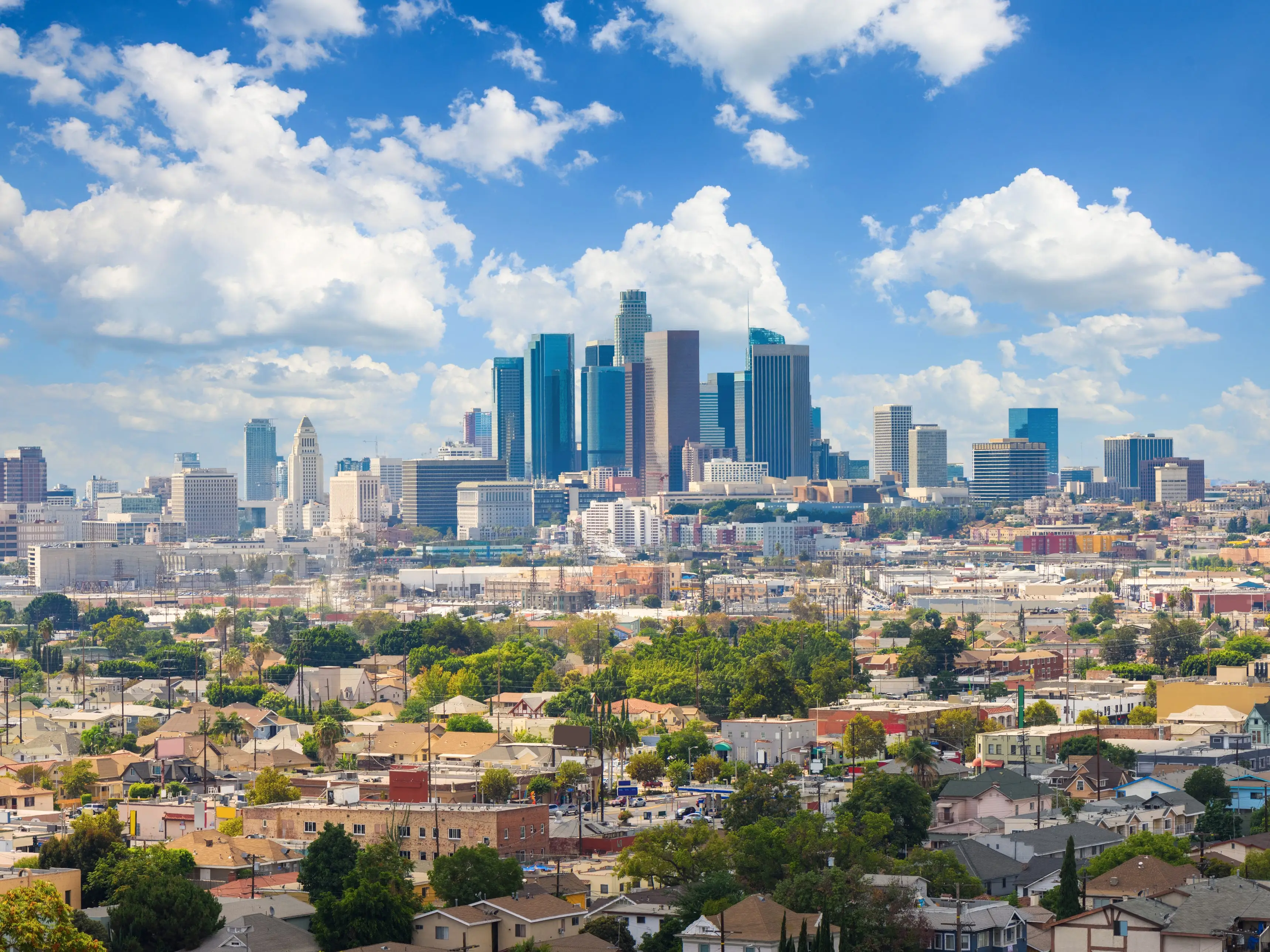 Skyline in Los Angeles, California.